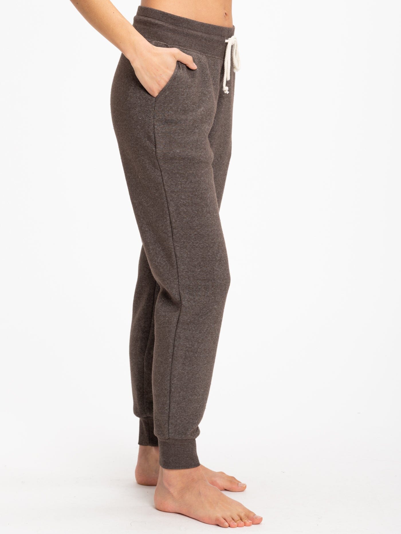 Women's Slim Fit Triblend Jogger in Espresso Brown Ankle Length