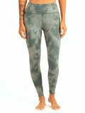 Monica ripple tie dye print leggings in sage-green with 26-inch inseam