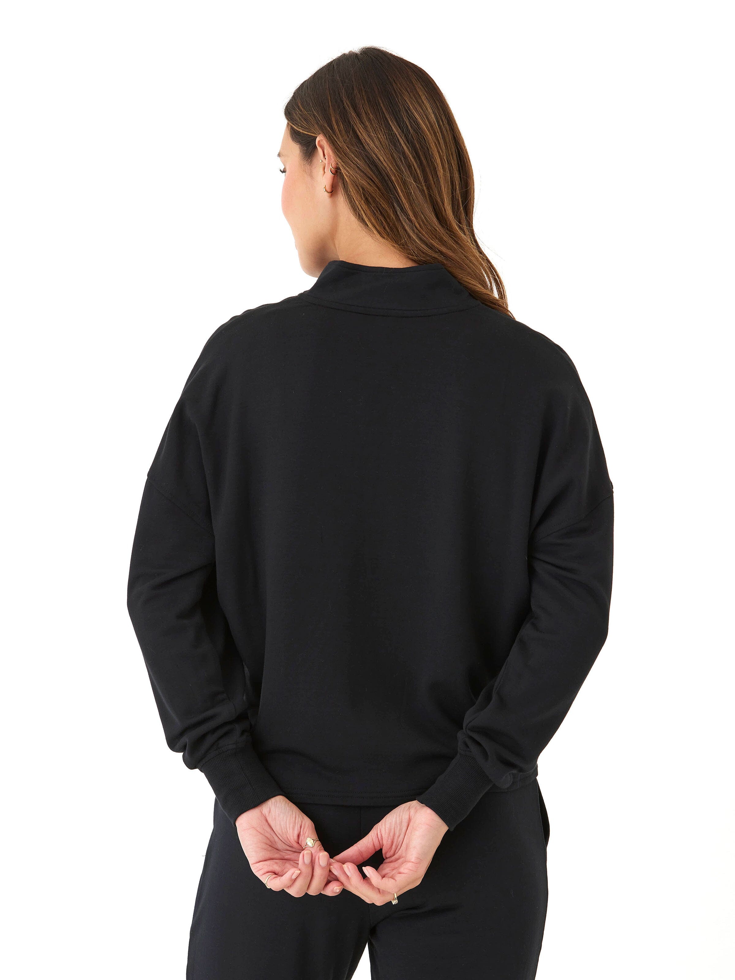 Feather Fleece Mock Neck Pullover: Soft Long Sleeve Sweater