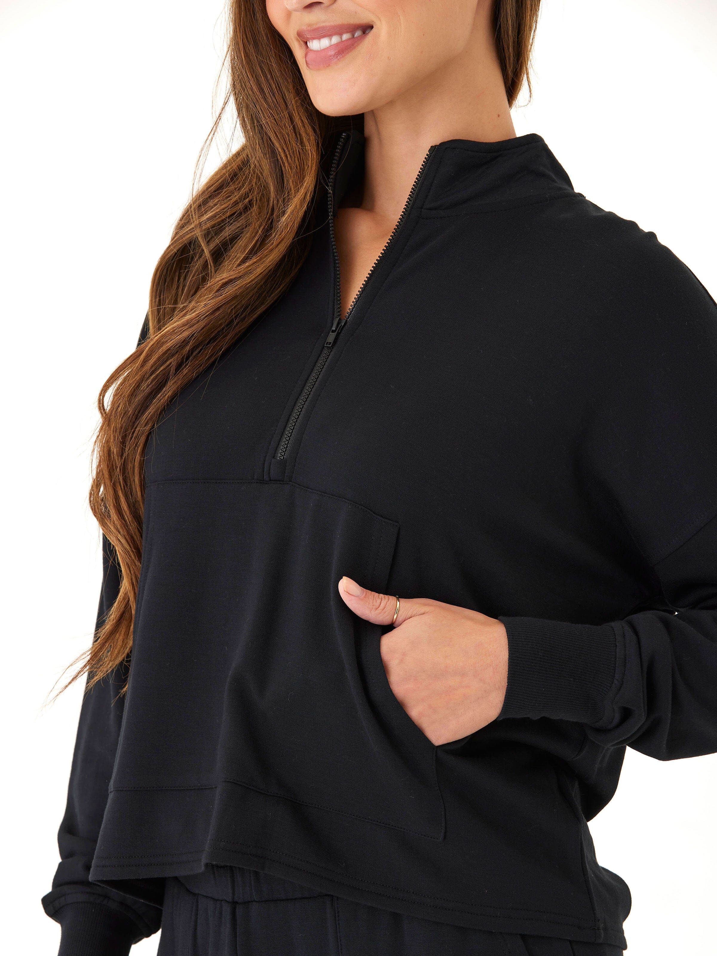 Feather Fleece Mock Neck Pullover: Soft Long Sleeve Sweater
