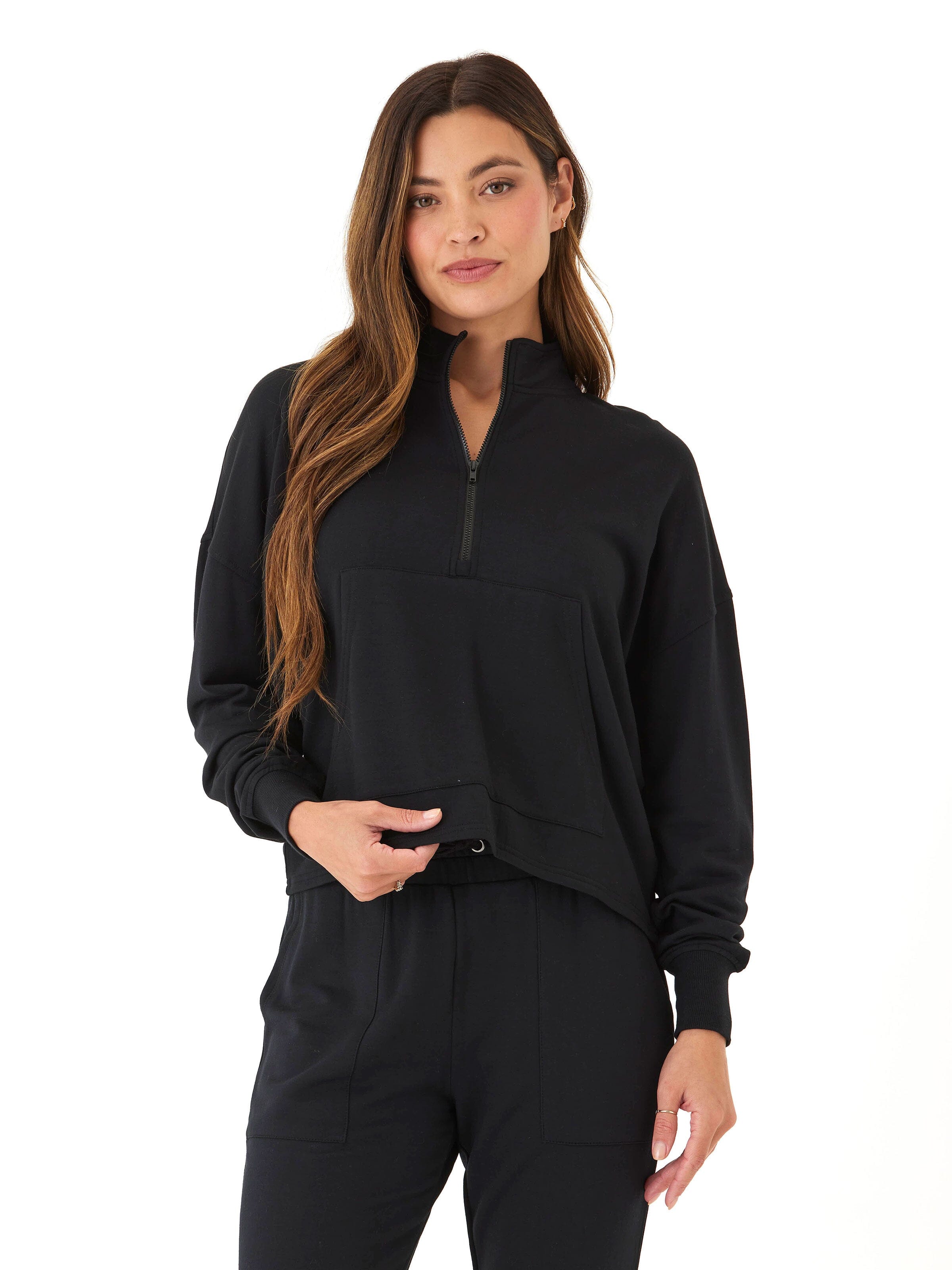 Feather Fleece Mock Neck Pullover: Soft Long Sleeve Sweater