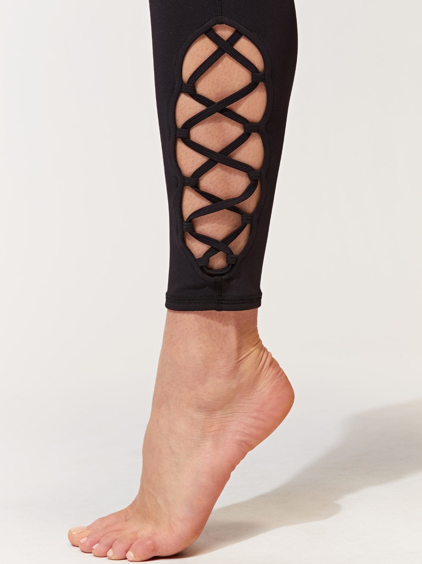 Lace Up High-Waisted 7/8 Leggings - Black Performance Activewear