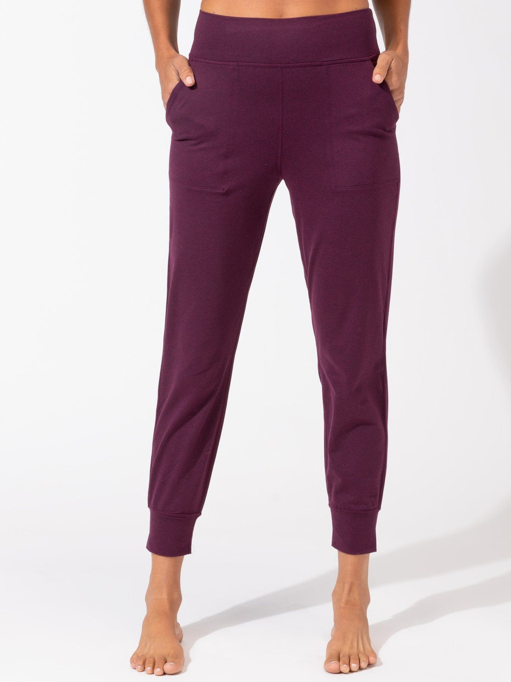Lydia Women's Peached Performance Jersey Jogger in Burgundy