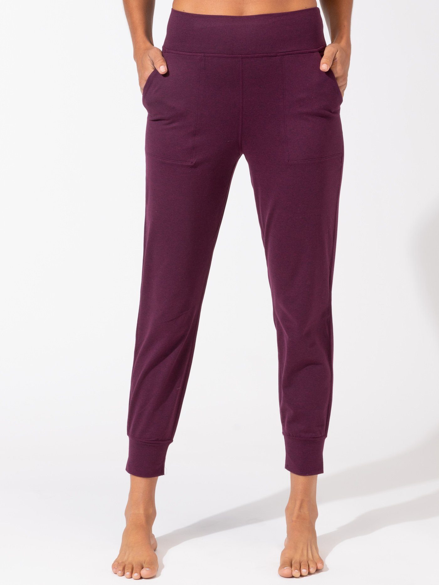 Lydia Women's Peached Performance Jersey Jogger in Burgundy