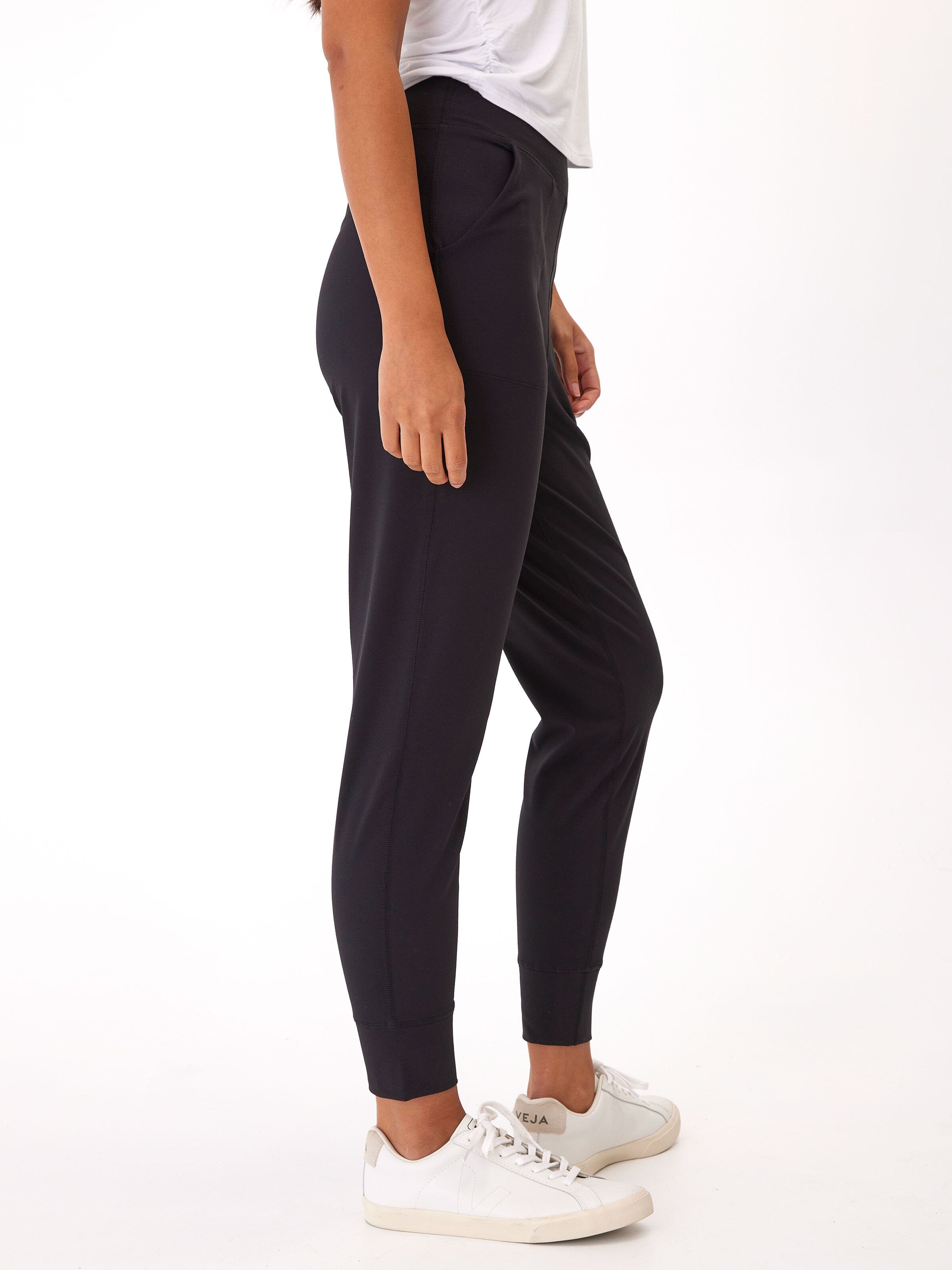 Lydia Women's Peached Performance Jersey Jogger in Black