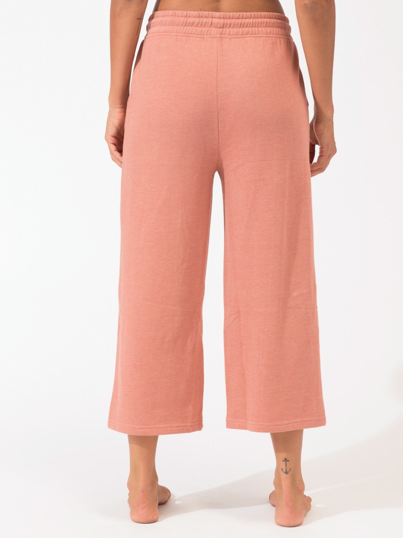 Haisley Wide-Leg Crop Pant in Dusty Rose - Relaxed Knit Loungewear