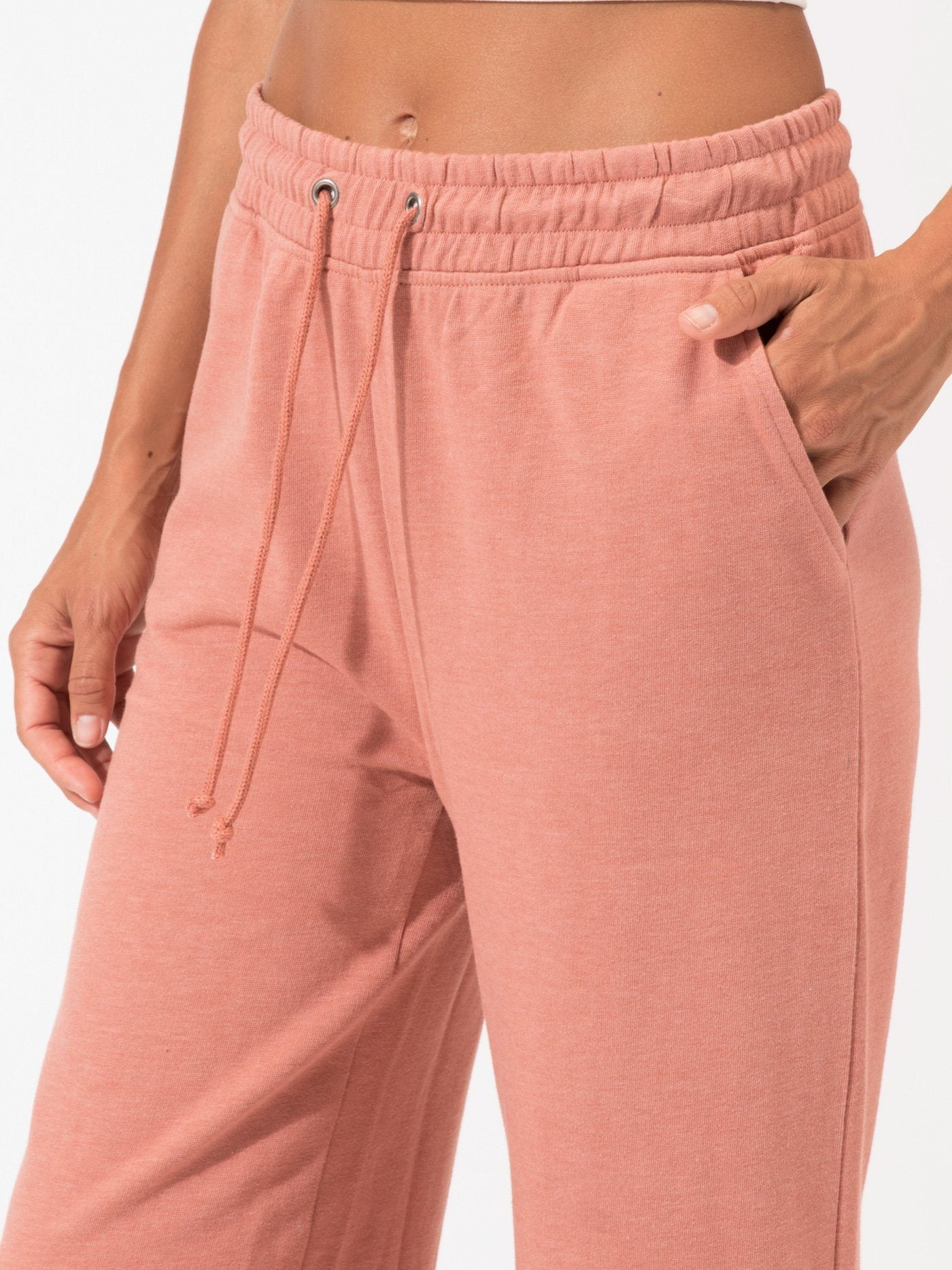 Haisley Wide-Leg Crop Pant in Dusty Rose - Relaxed Knit Loungewear