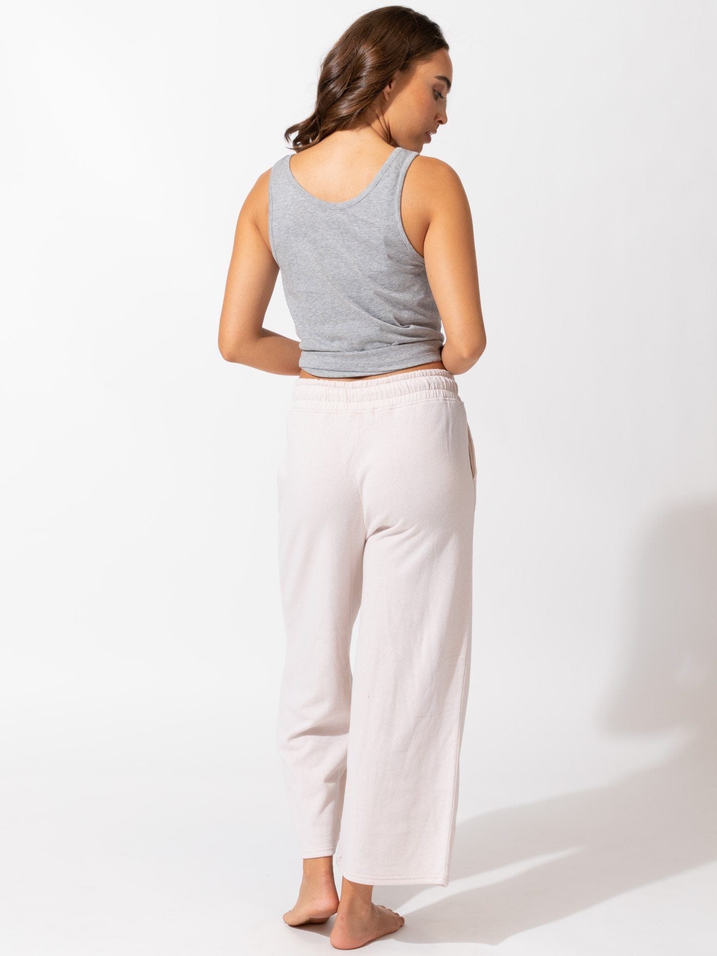 Haisley Women's Wide-Leg Crop Knit Pant in Pale Pink