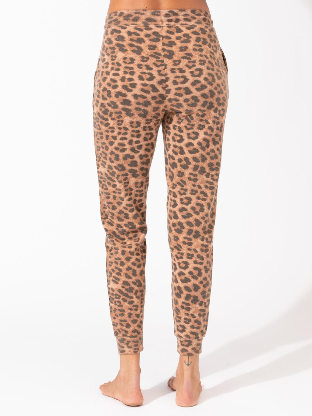 Tanory Leopard Print Jogger in Tan and Brown Knit Lounge Pants
