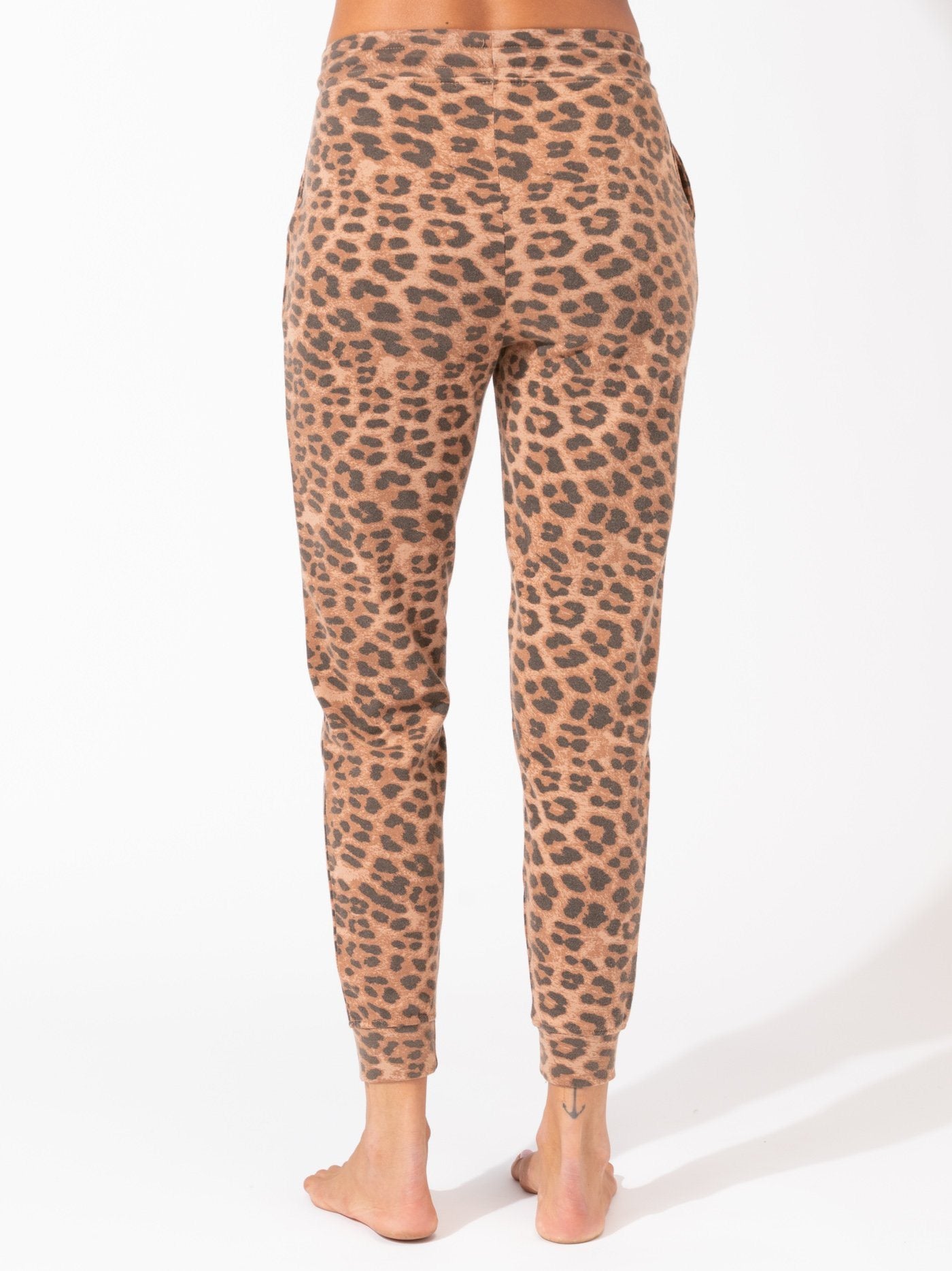 Tanory Leopard Print Jogger in Tan and Brown Knit Lounge Pants