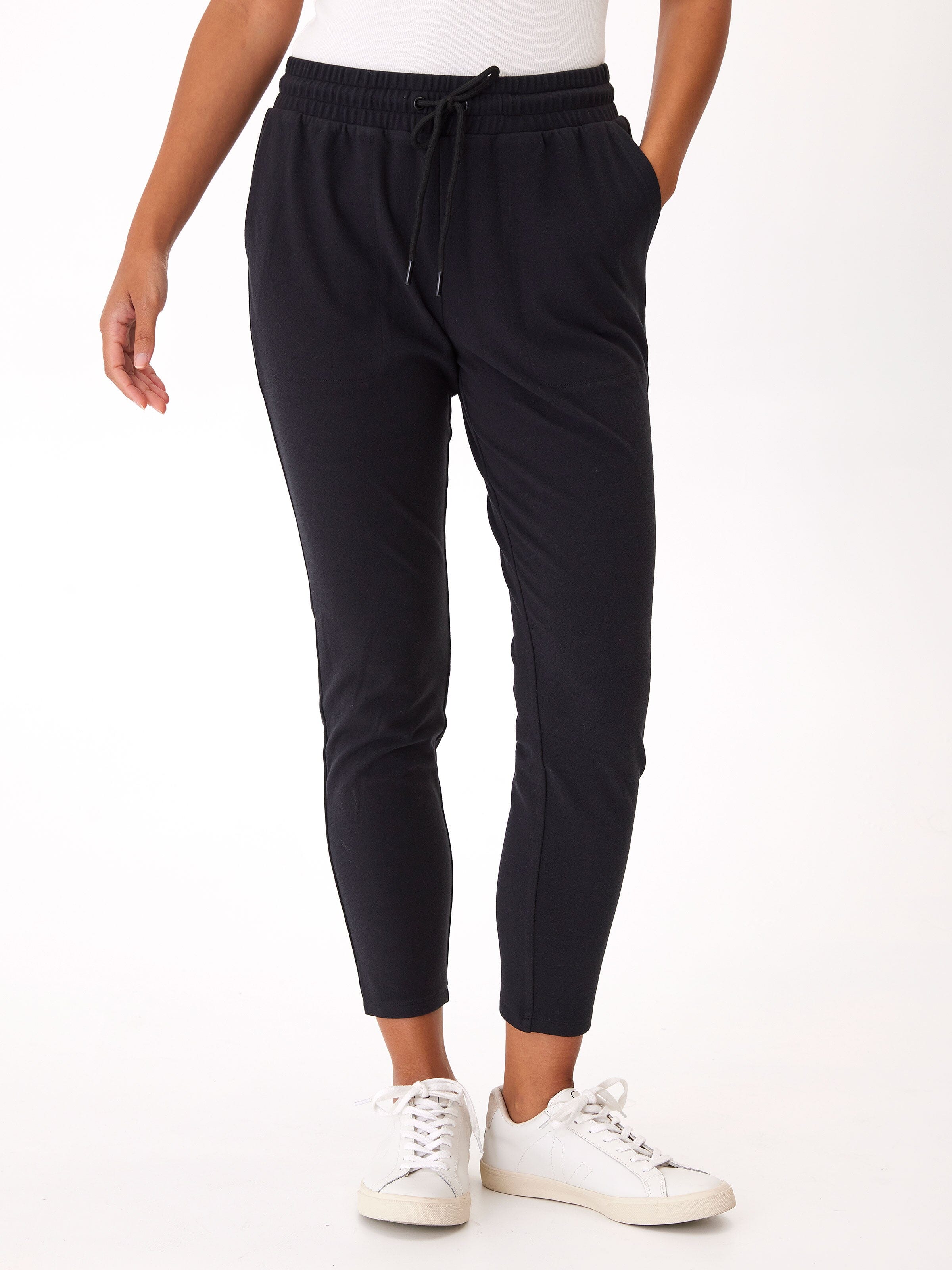 Lacey Luxe Fleece Joggers: Women's Sporty Black Ankle Lounge Pants