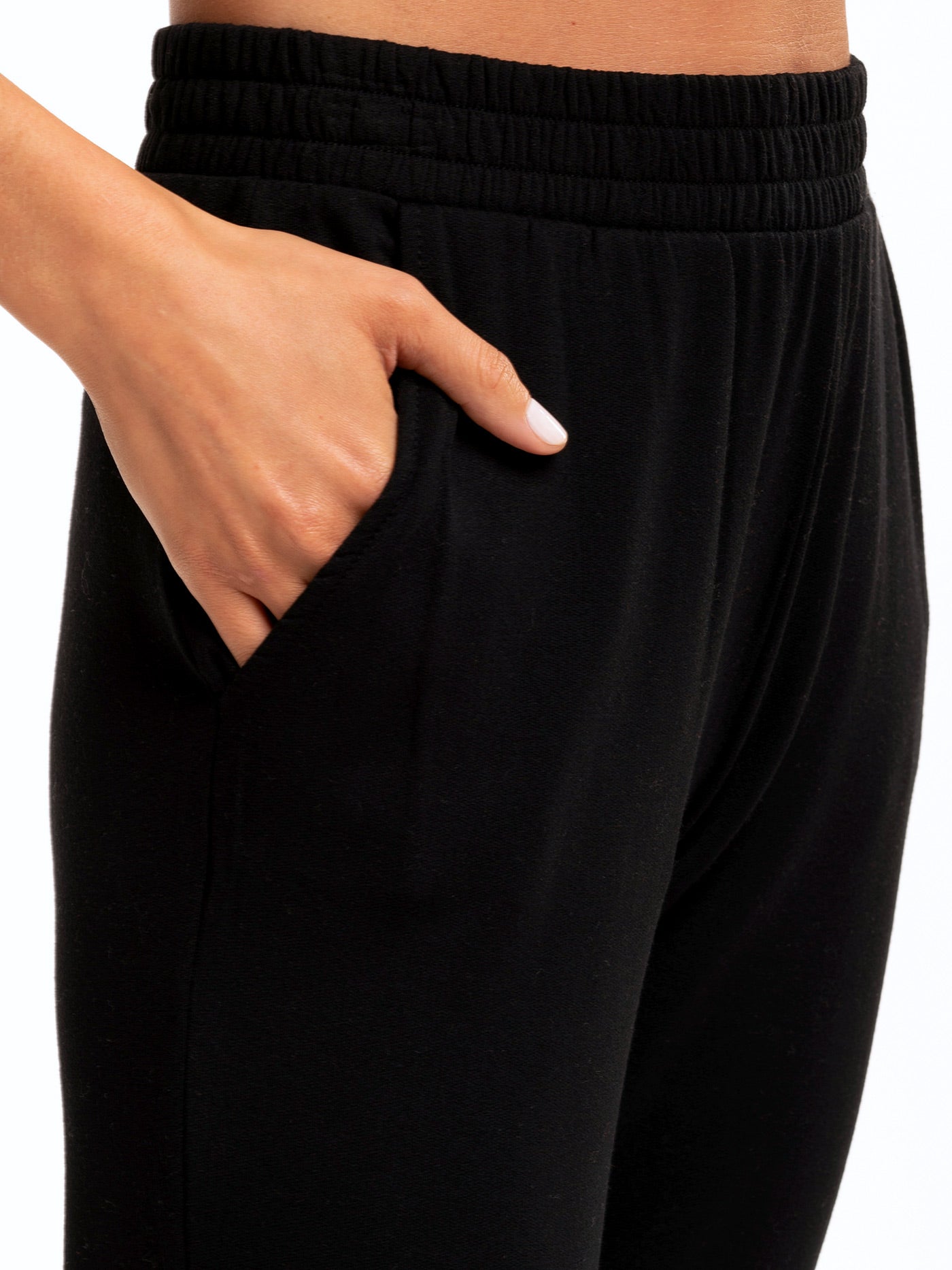 Eloraina Feather Fleece Pant - High Rise Tapered Lounge Jogger - front view
