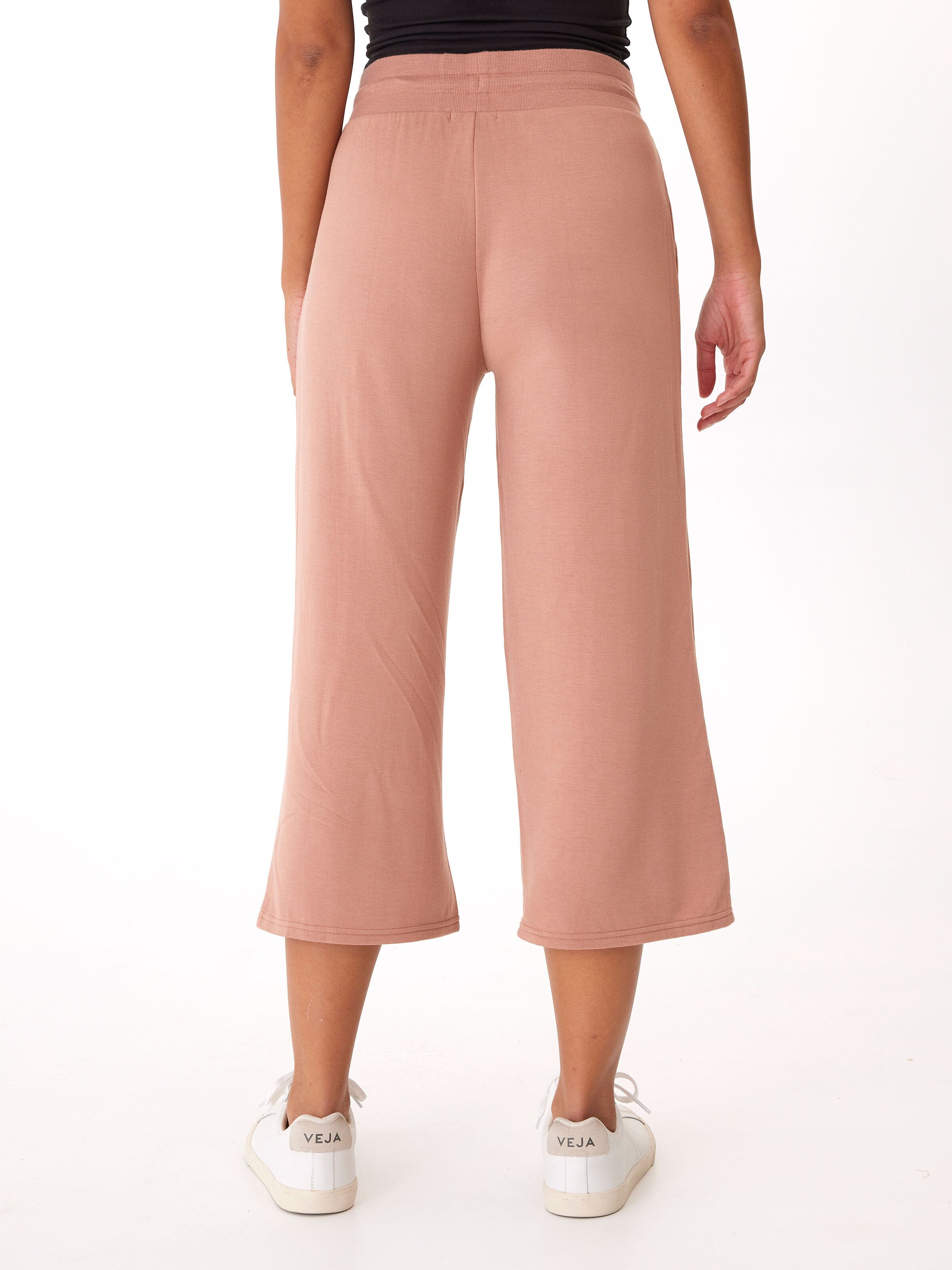 Feather Fleece Wide Leg Crop Pant in Dusty Rose