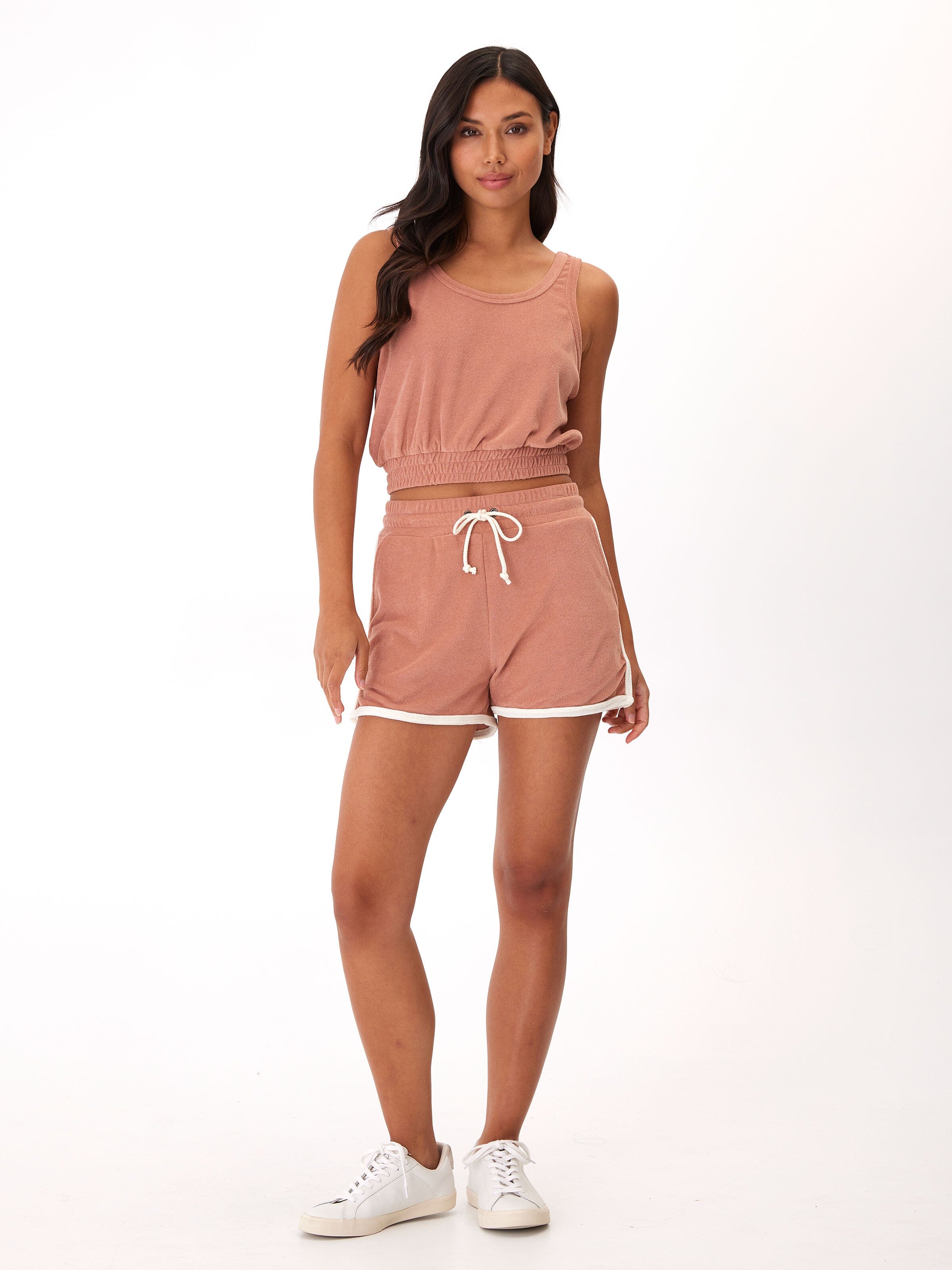 Tephanie Colorblock Terry Cloth Athletic Shorts for Women