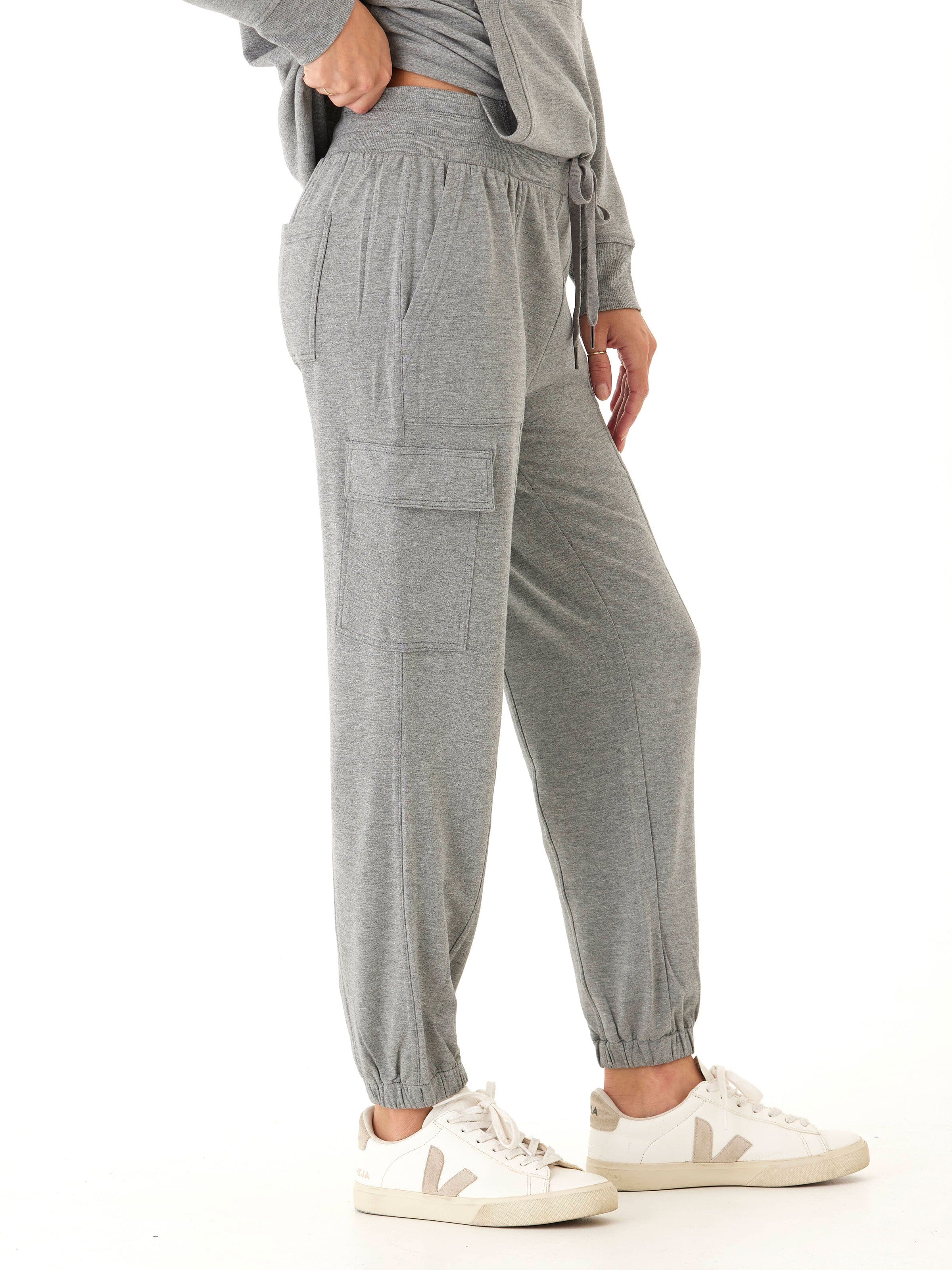 Margot Feather Fleece Cargo Joggers - Relaxed Fit Lounge Pants