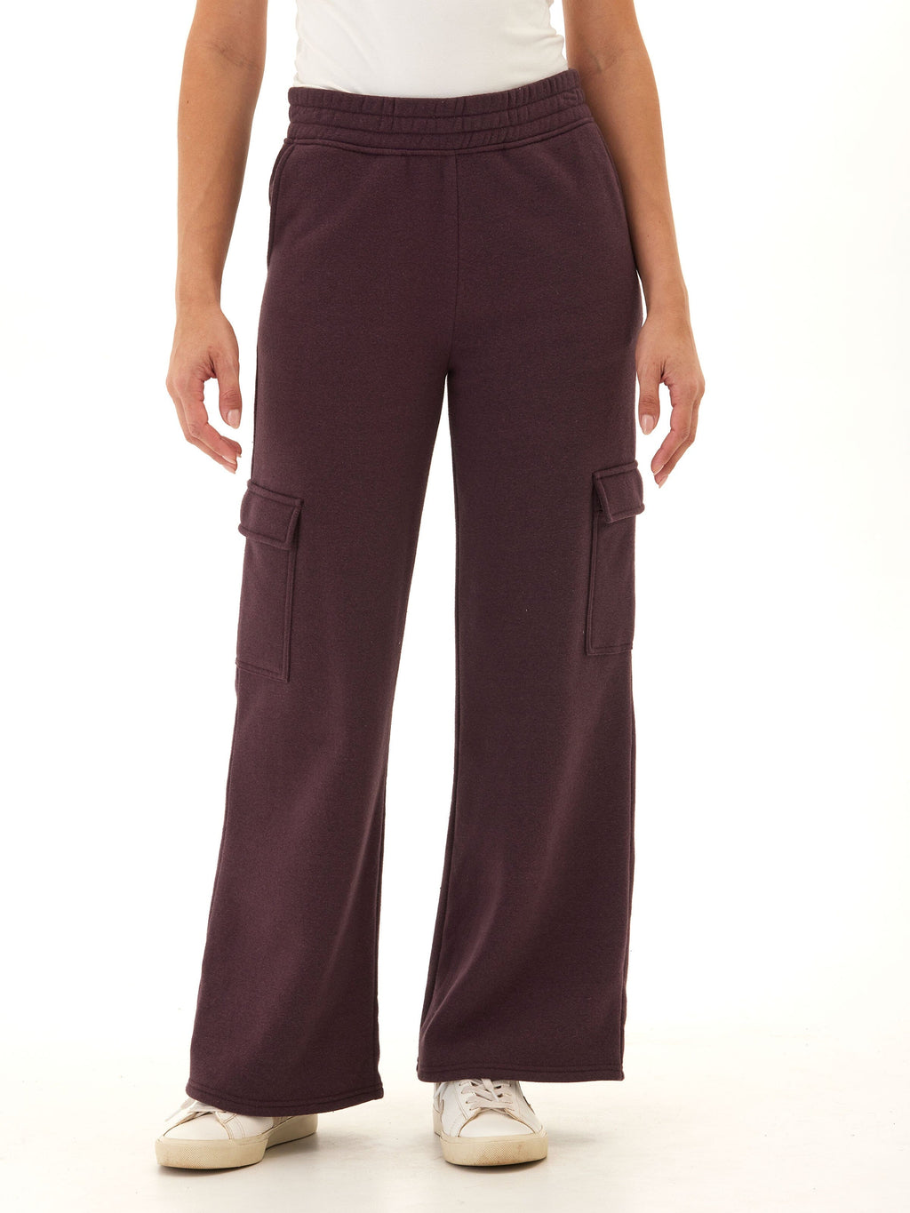 Kienna Triblend Fleece Cargo Pants - Wide Leg Utility Joggers