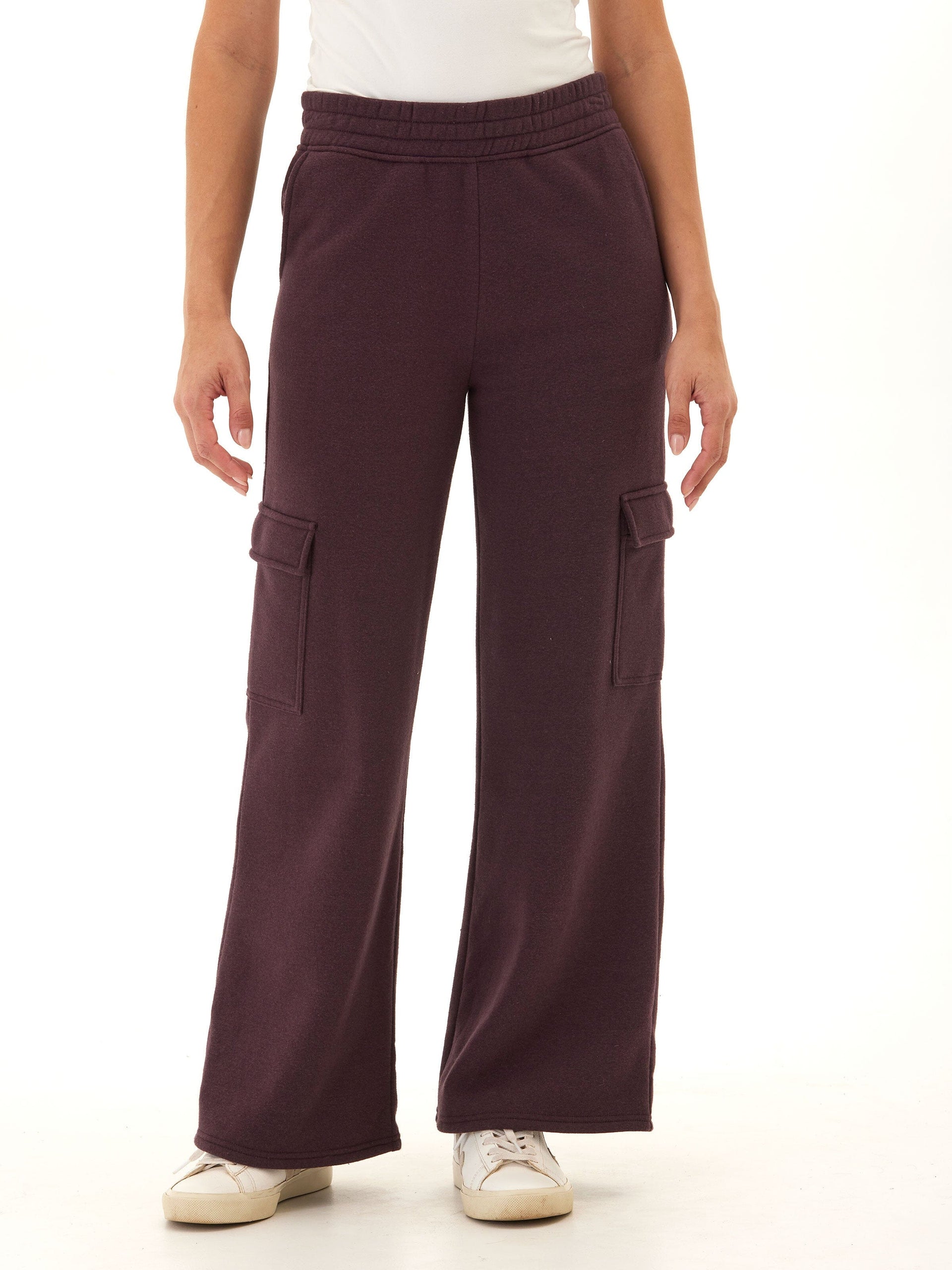 Kienna Triblend Fleece Cargo Pants - Wide Leg Utility Joggers