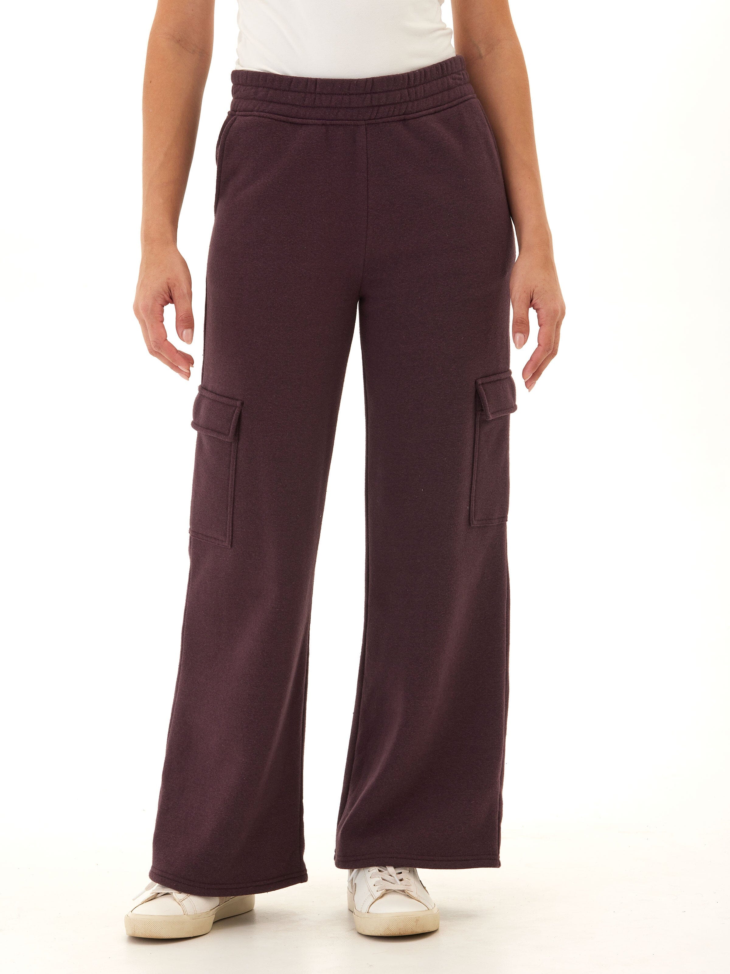 Kienna Triblend Fleece Cargo Pants - Wide Leg Utility Joggers