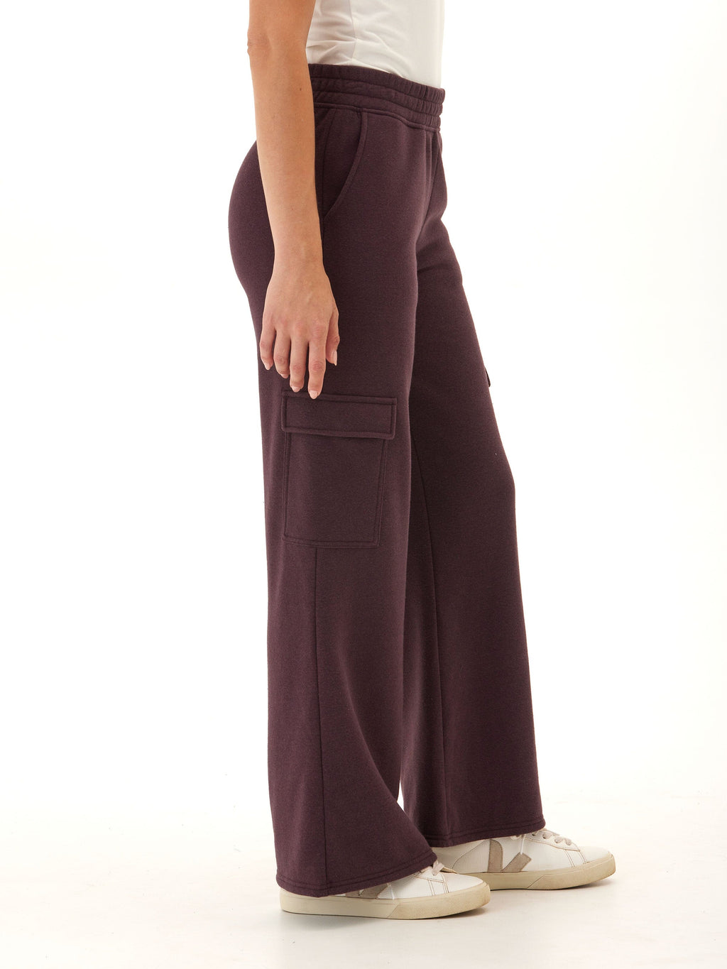 Kienna Triblend Fleece Cargo Pants - Wide Leg Utility Joggers