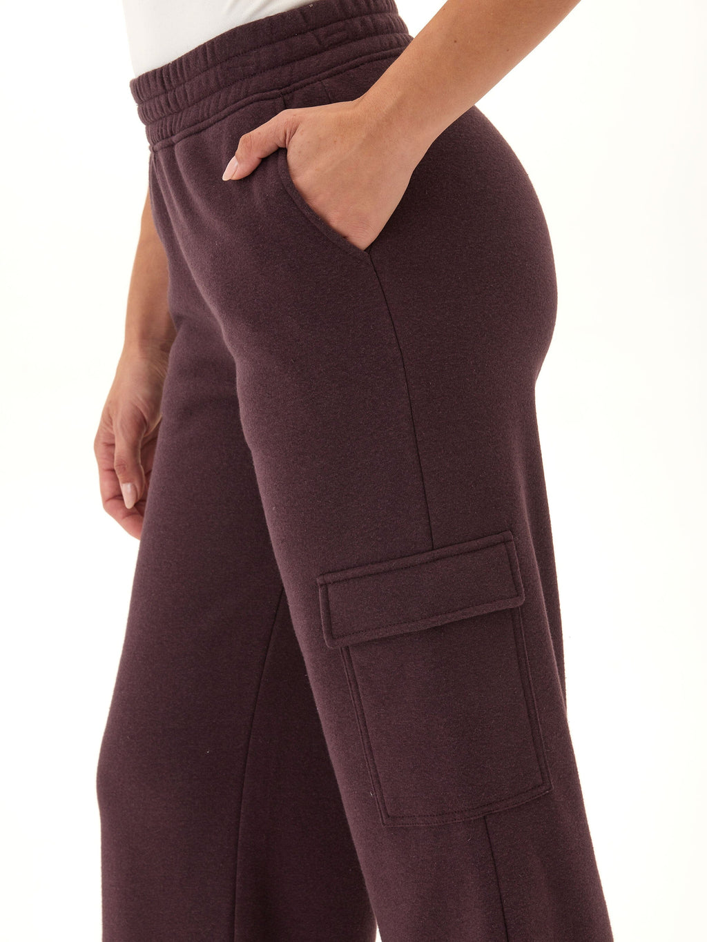 Kienna Triblend Fleece Cargo Pants - Wide Leg Utility Joggers