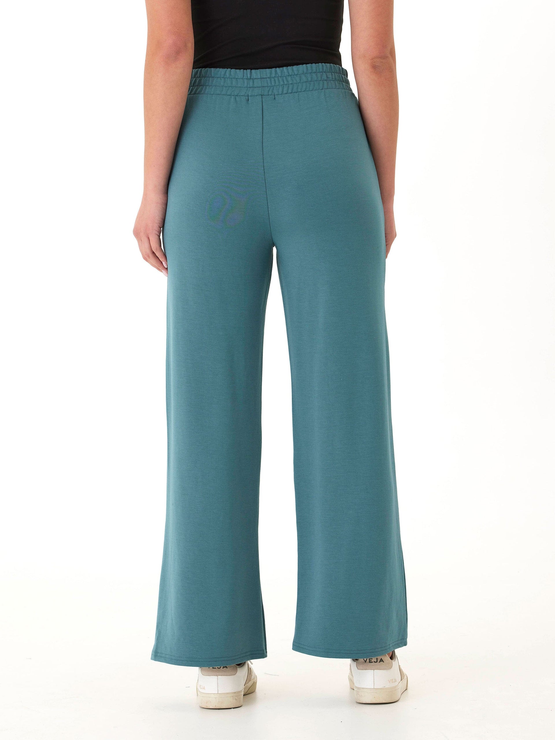 Angela Modal Terry Wide Leg Pant in Muted Teal Relaxed Fit