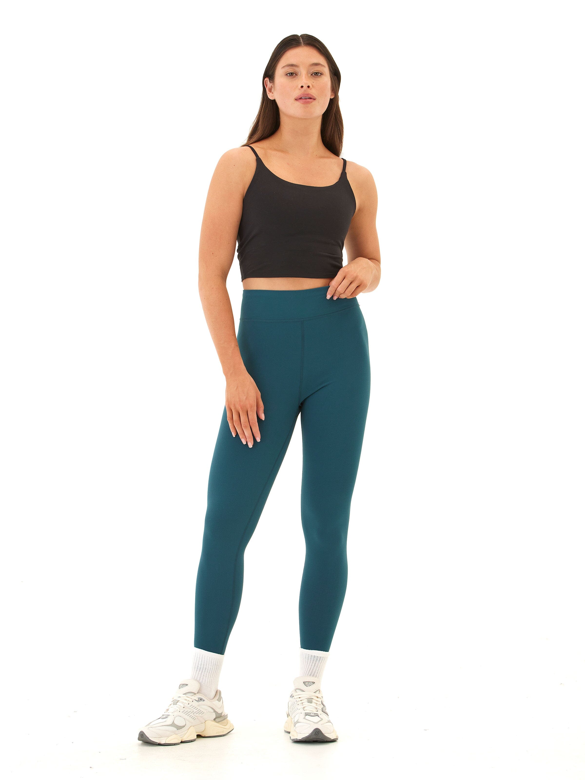 Elena High Rise 7/8 Legging in Teal and Dark-Green