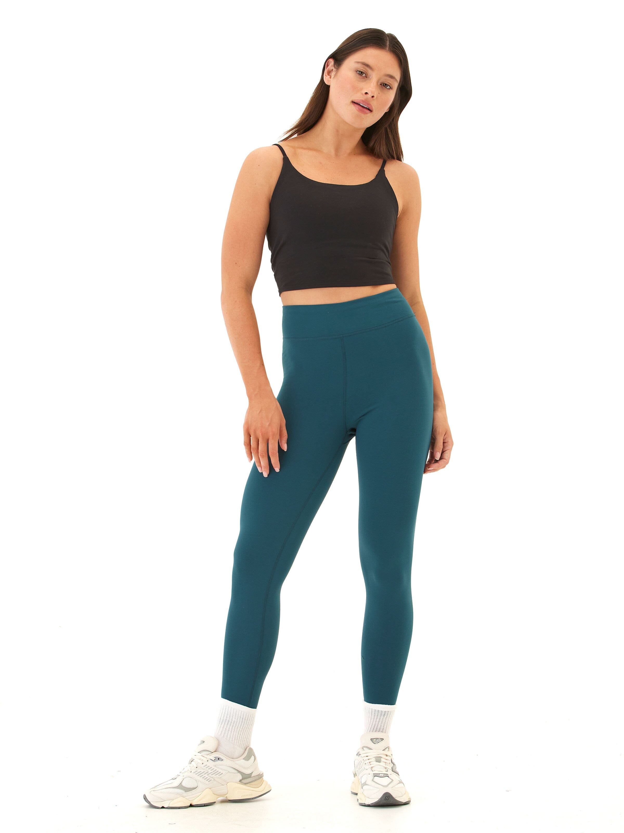 Elena High Rise 7/8 Legging in Teal and Dark-Green
