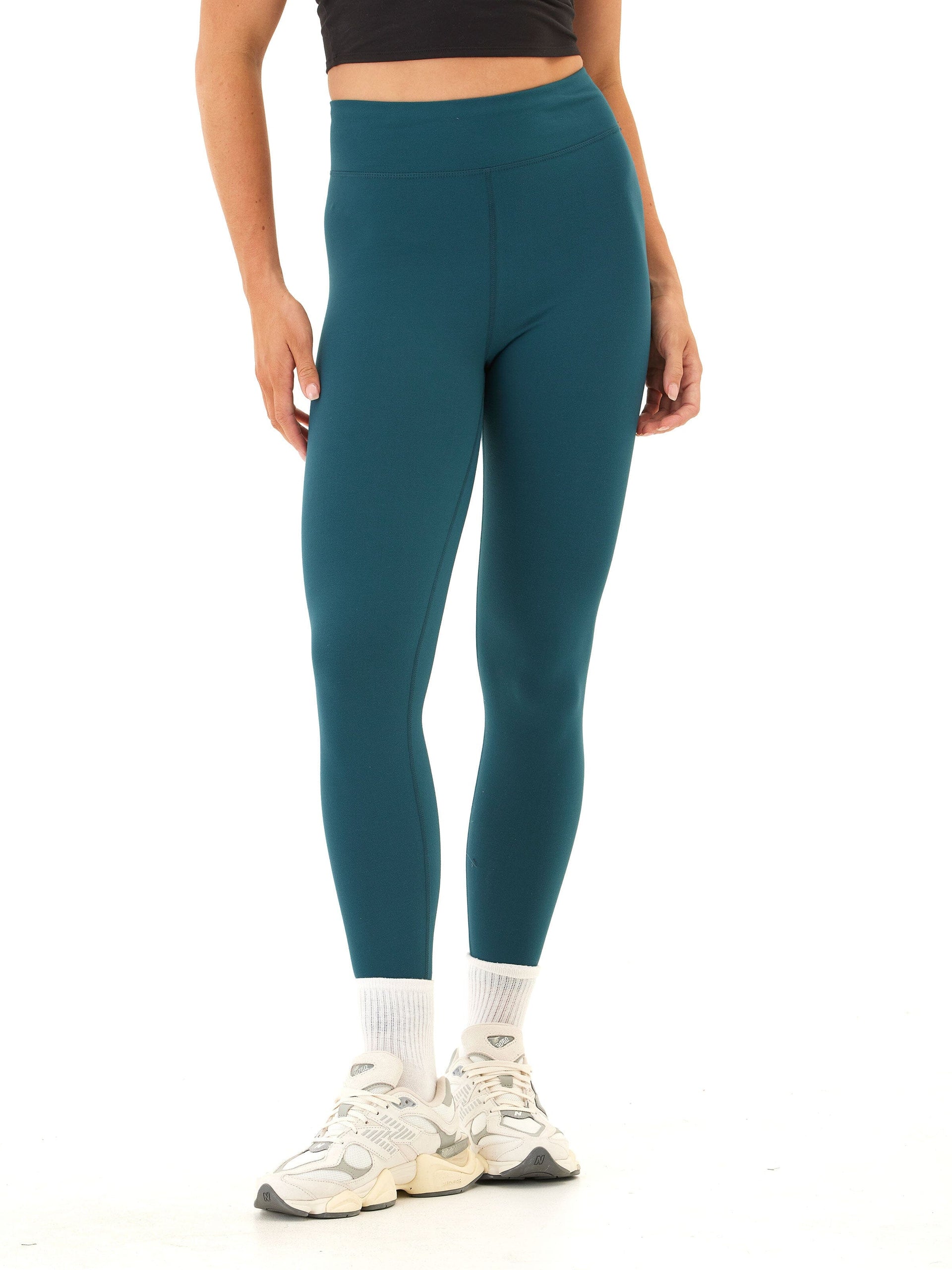 Elena High Rise 7/8 Legging in Teal and Dark-Green