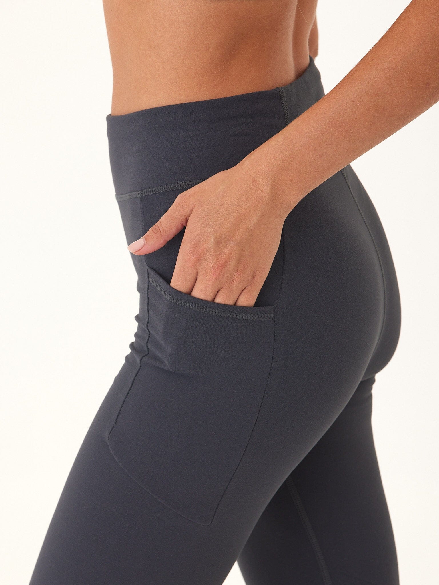 Elena High Rise 7/8 Legging with Pockets - Charcoal