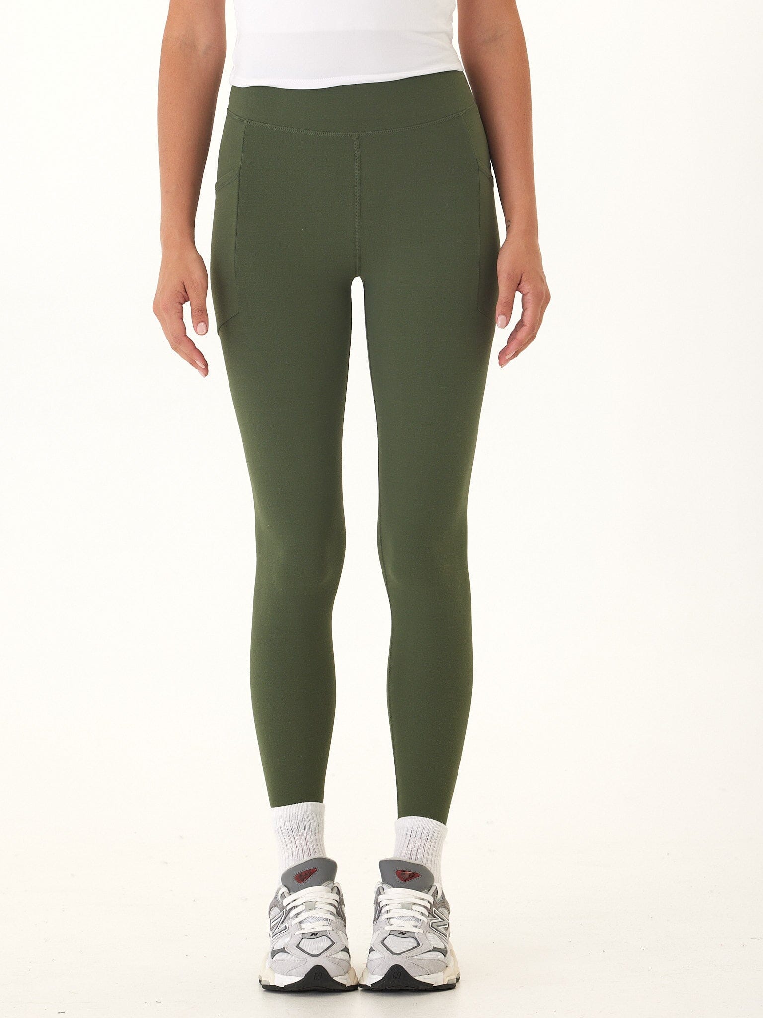 Elena High Rise 7/8 Legging with Pockets - Olive Green