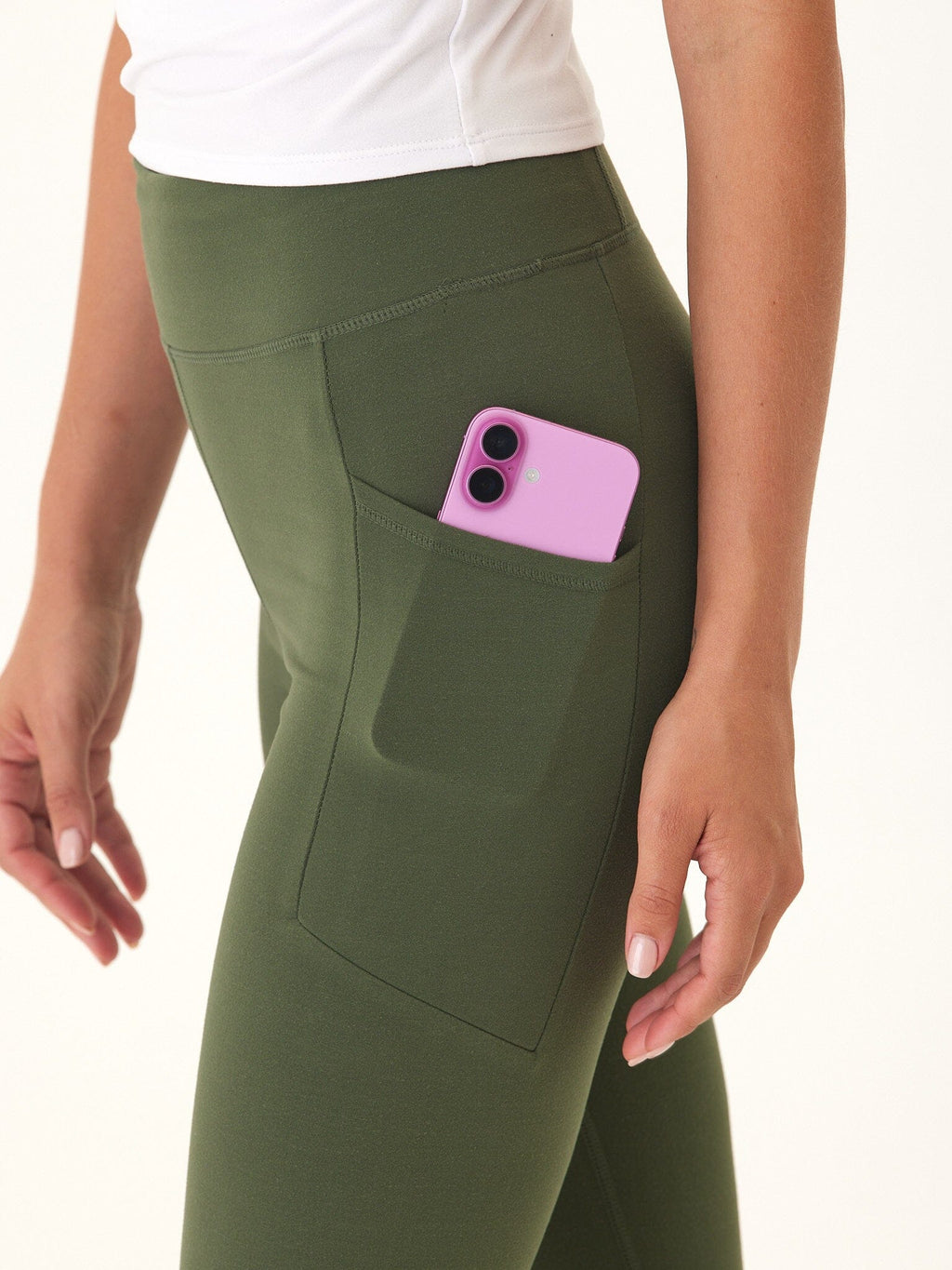 Elena High Rise 7/8 Legging with Pockets - Olive Green