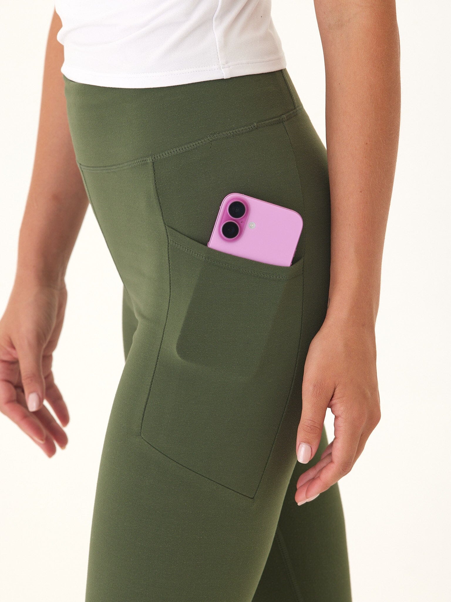 Elena High Rise 7/8 Legging with Pockets - Olive Green