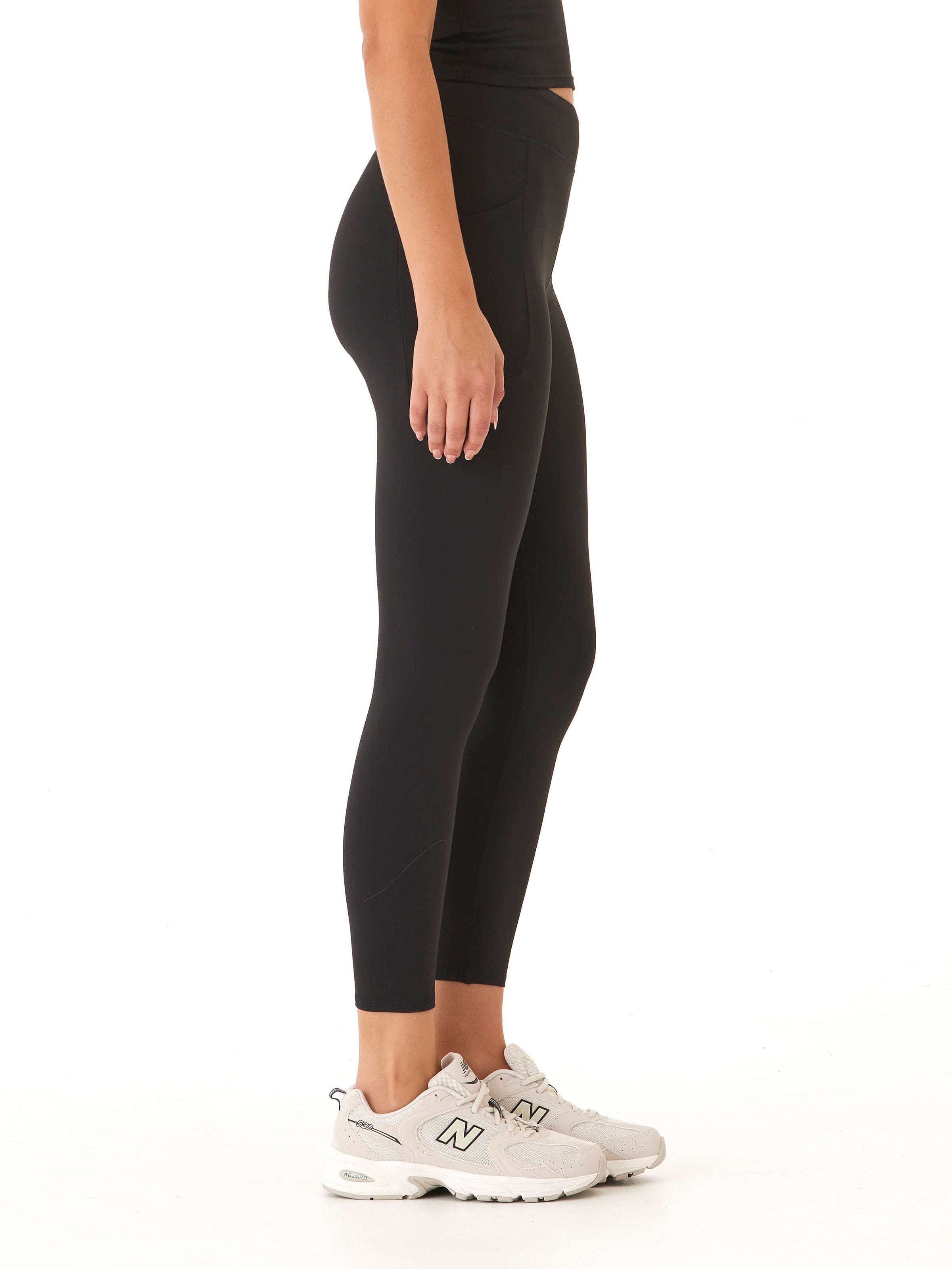 Elena High Rise Pocket 7/8 Legging - Black Performance Leggings