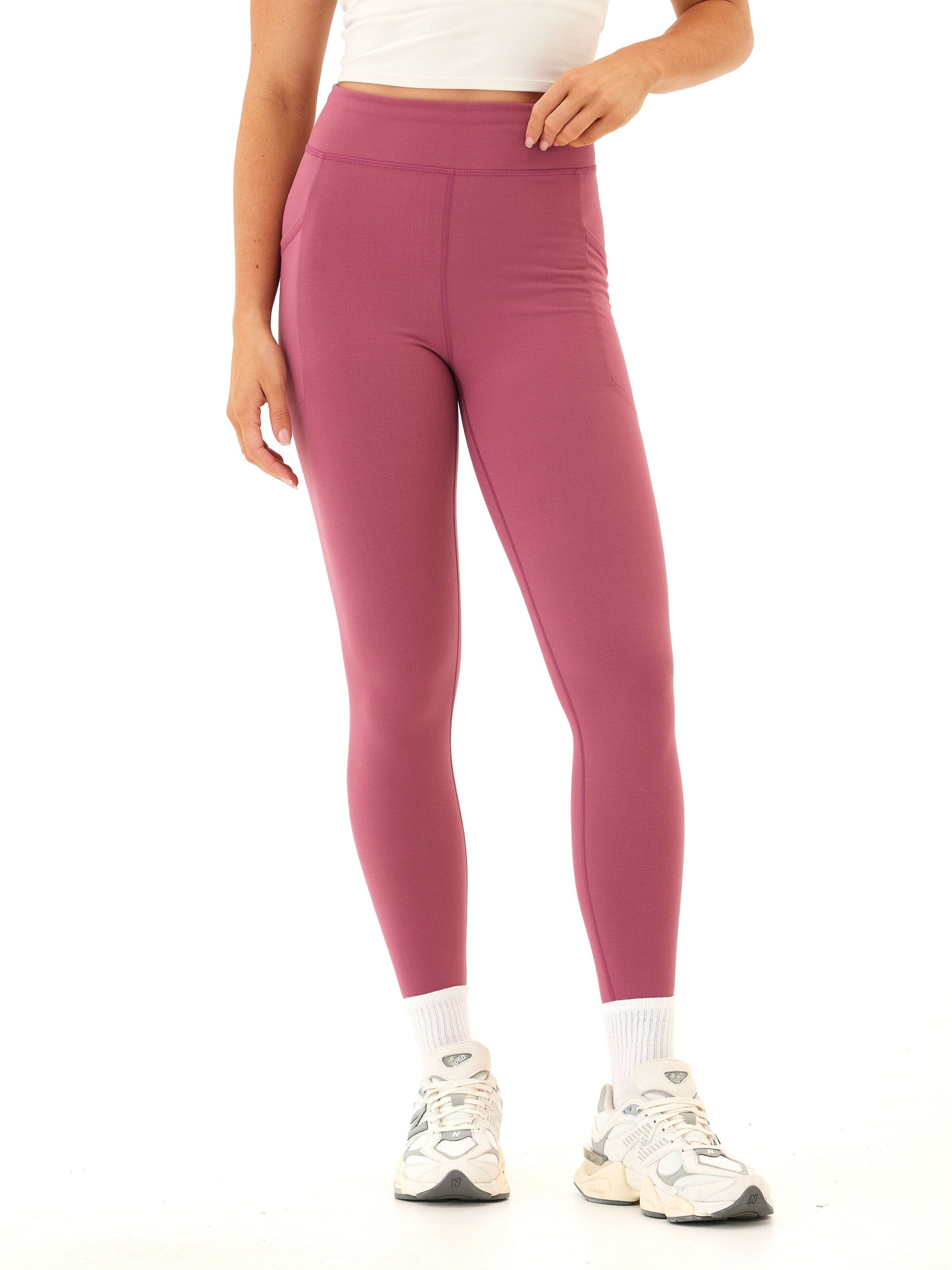 Elena High Rise Pocket 7/8 Legging - Mauve Dusty-Rose Ankle Yoga