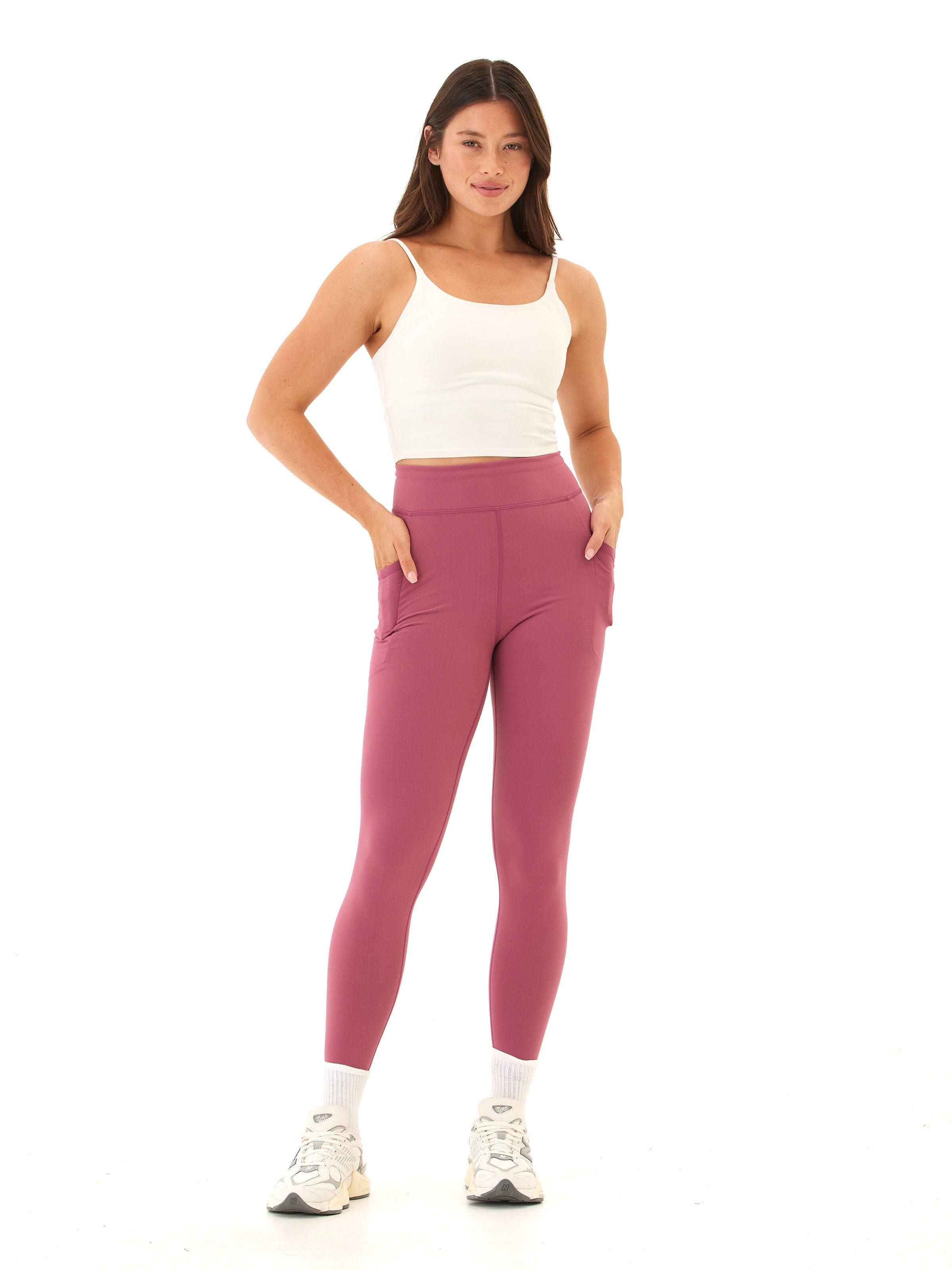 Elena High Rise Pocket 7/8 Legging - Mauve Dusty-Rose Ankle Yoga