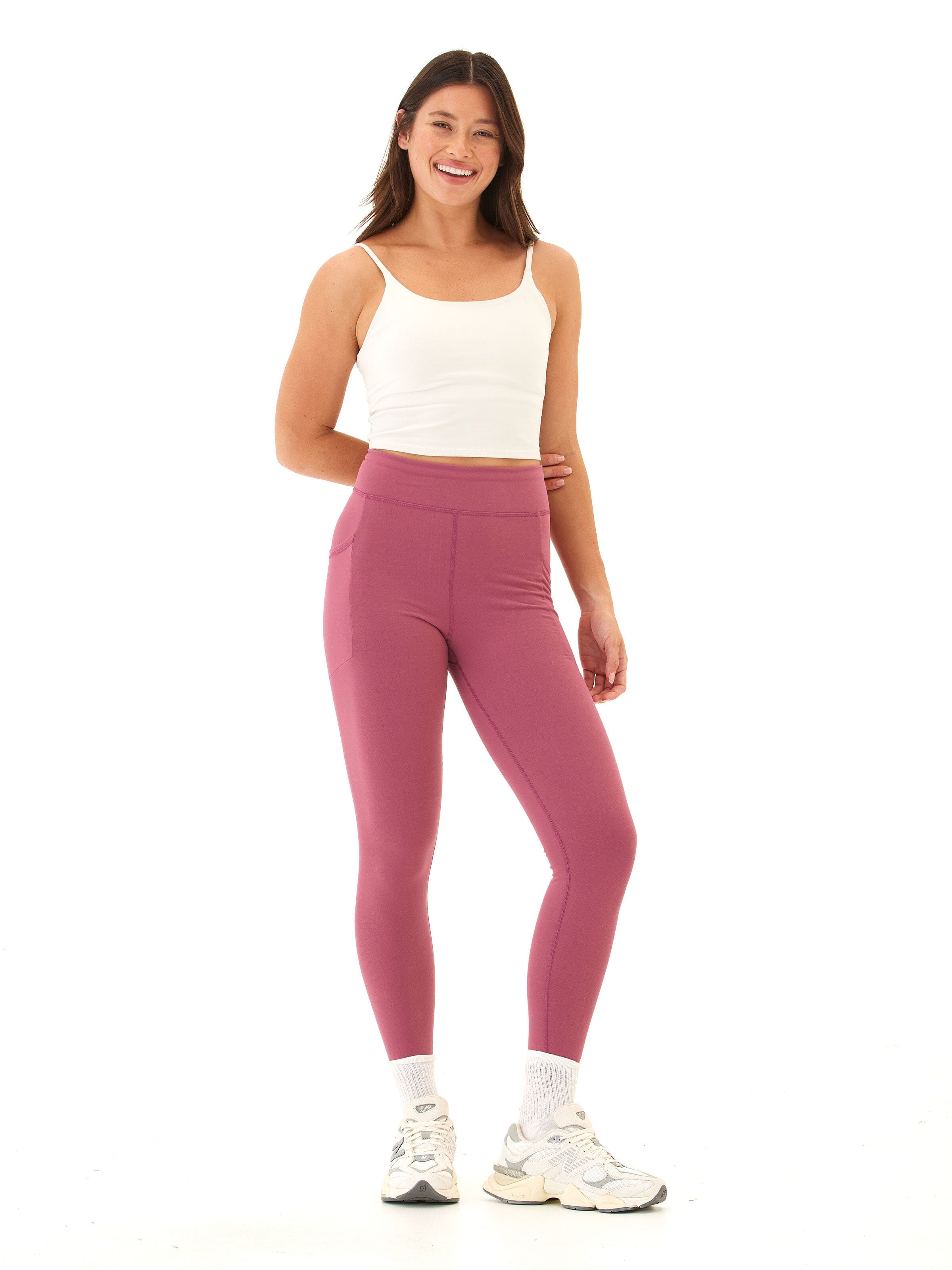 Elena High Rise Pocket 7/8 Legging - Mauve Dusty-Rose Ankle Yoga