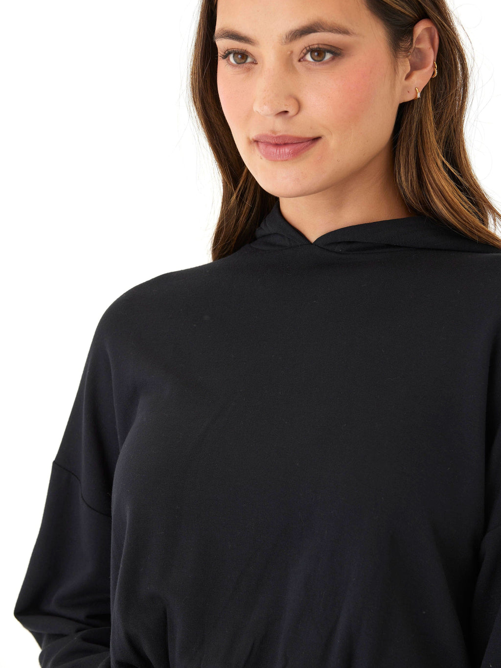 Wenda Feather Fleece Pullover Hoodie with Thumbholes and Elastic Hem