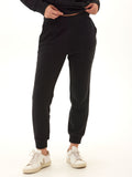 A pair of black Rowena Triblend Fleece Joggers in a relaxed, tapered fit with a mid-rise waistband.