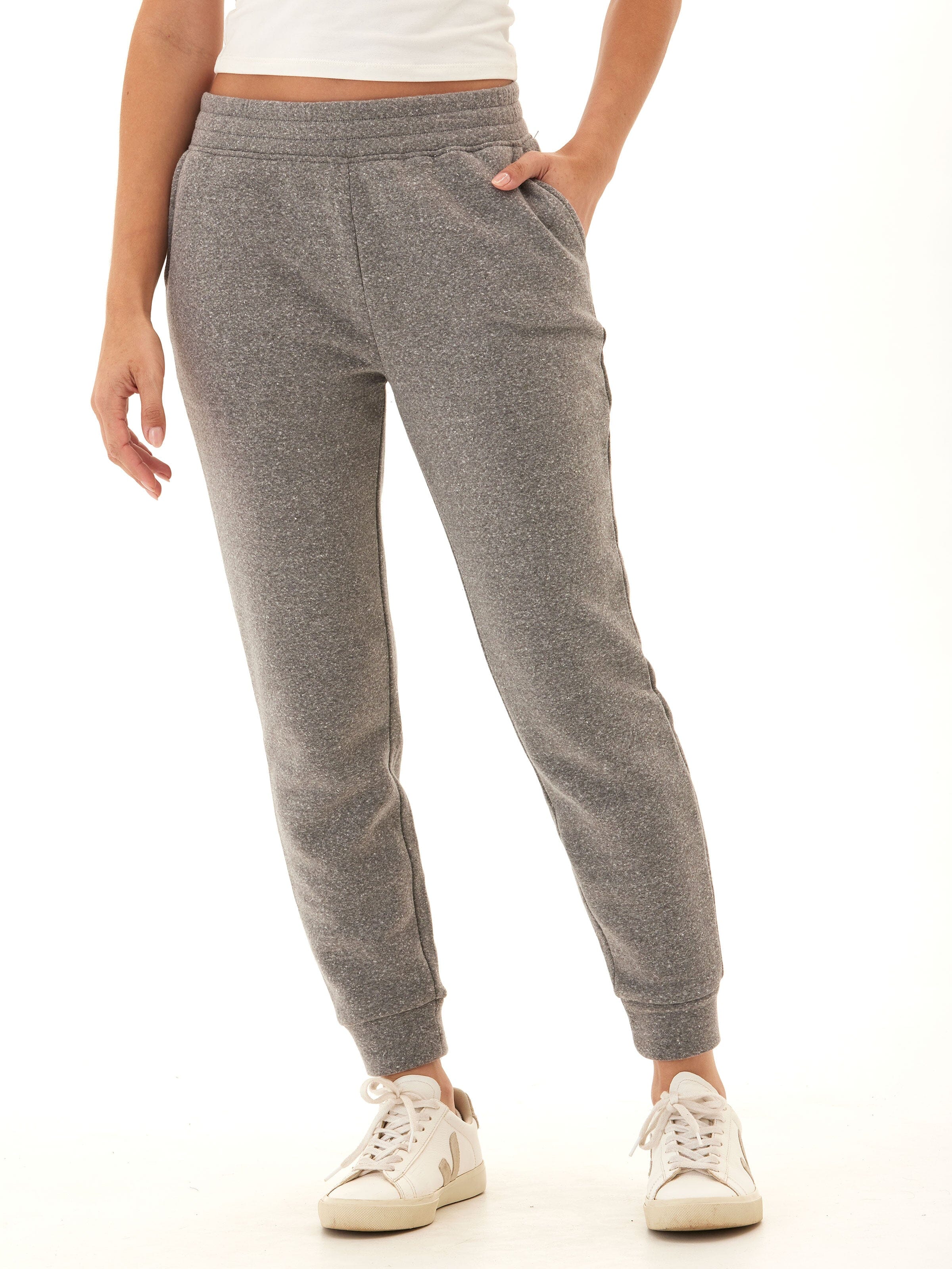 Close-up of the soft Rowena Triblend Fleece Jogger showing the comfortable elastic waistband.