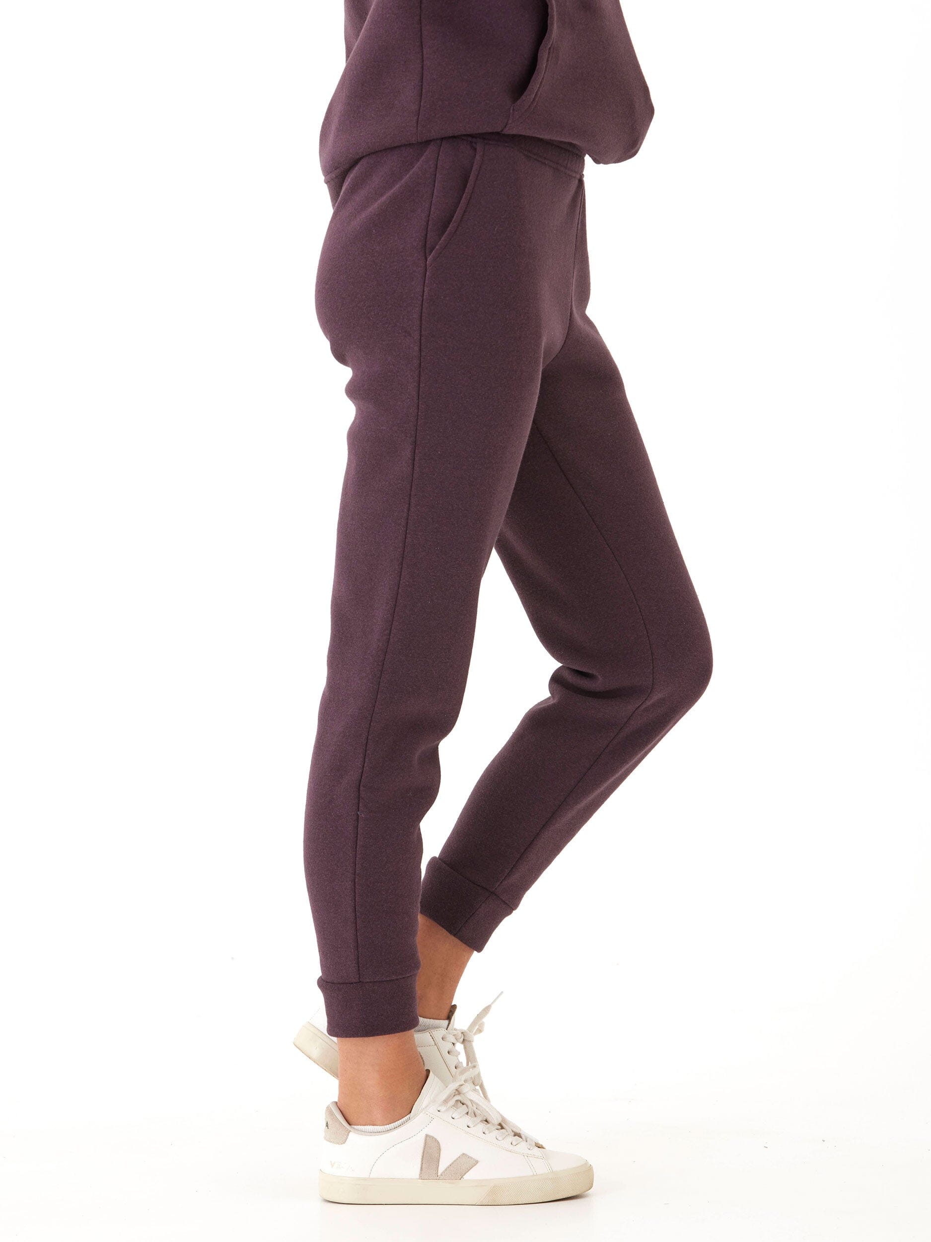 Rowena Women's Triblend Fleece Joggers - Relaxed Fit Deep Plum
