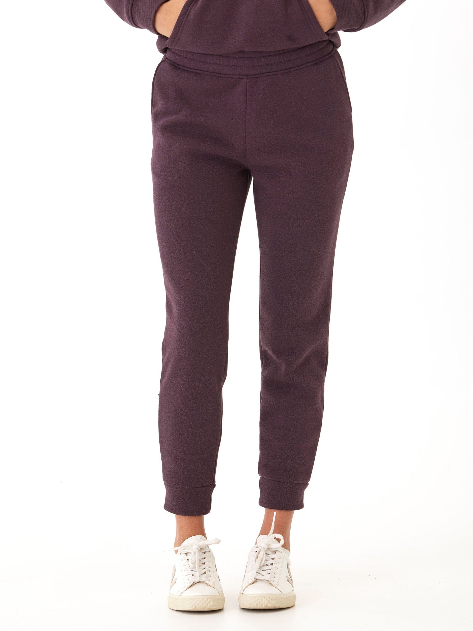 Rowena Women's Triblend Fleece Joggers - Relaxed Fit Deep Plum