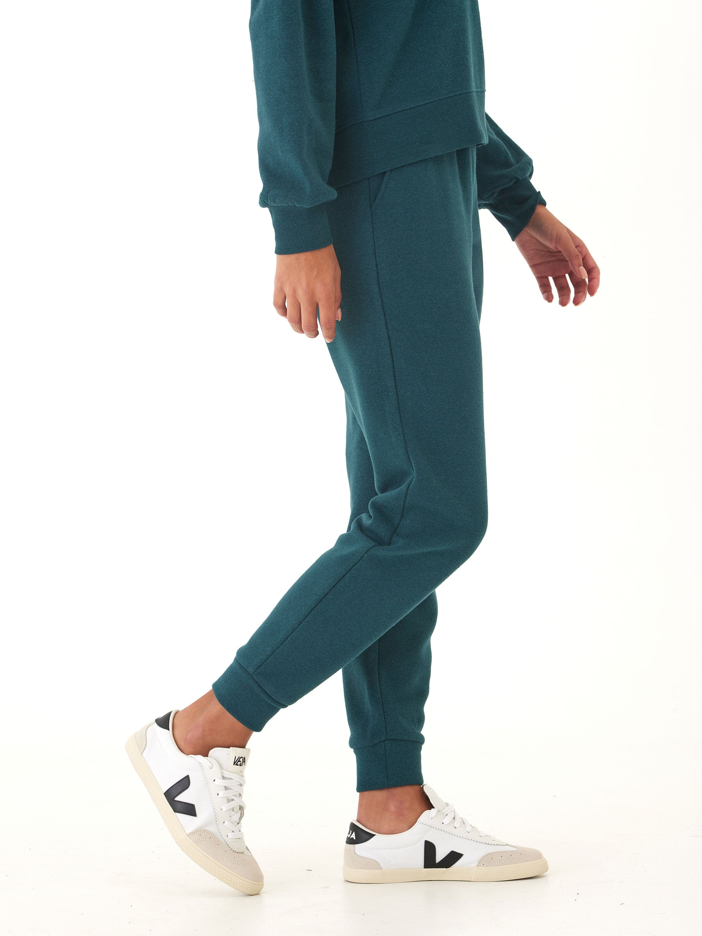 Women’s Triblend Fleece Joggers in Teal and Dark Green