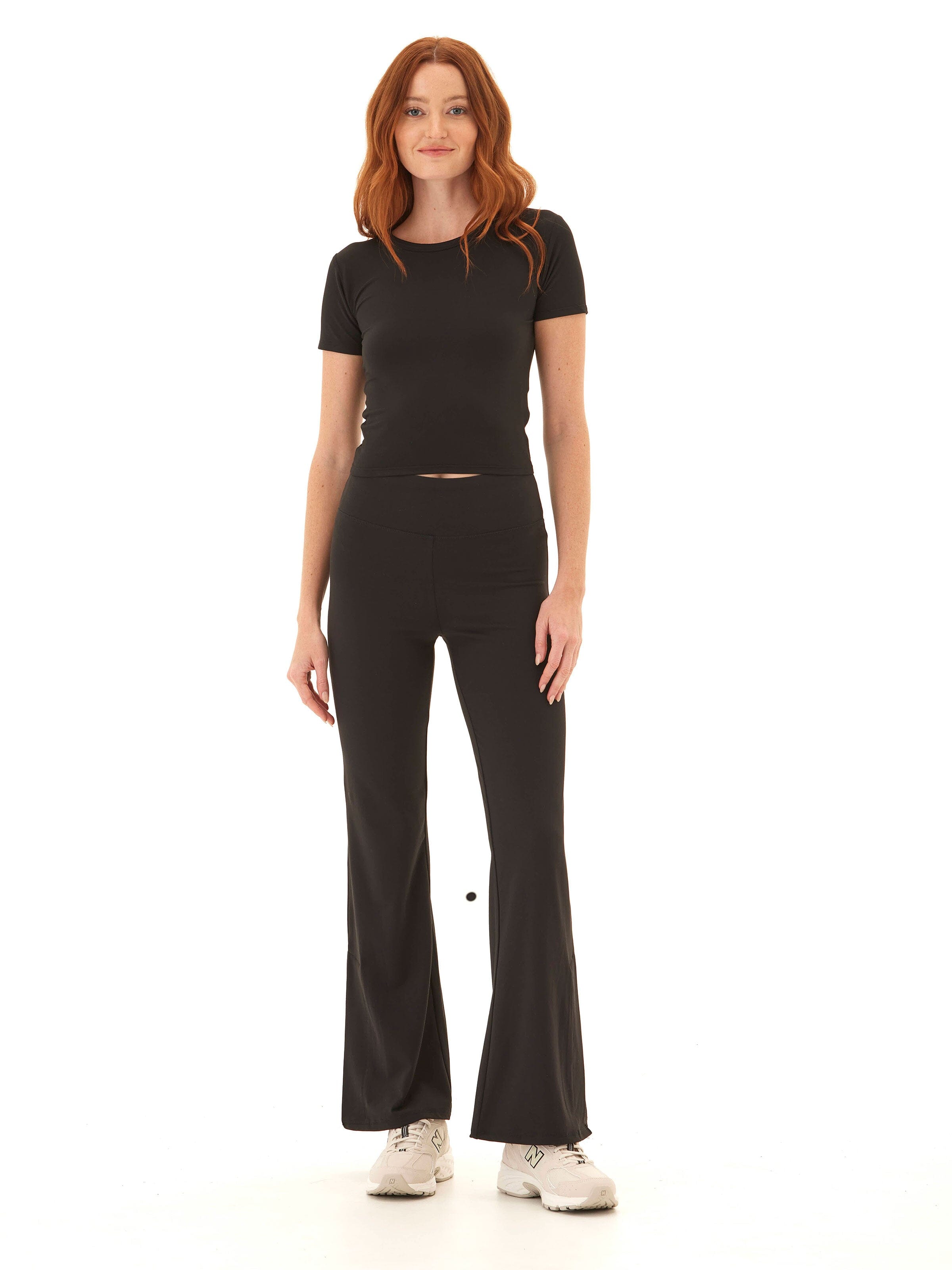 Maybella High Rise Flare Legging in Black - Fitted Athleisure