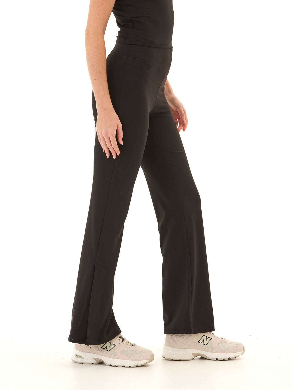 Maybella High Rise Flare Legging in Black - Fitted Athleisure