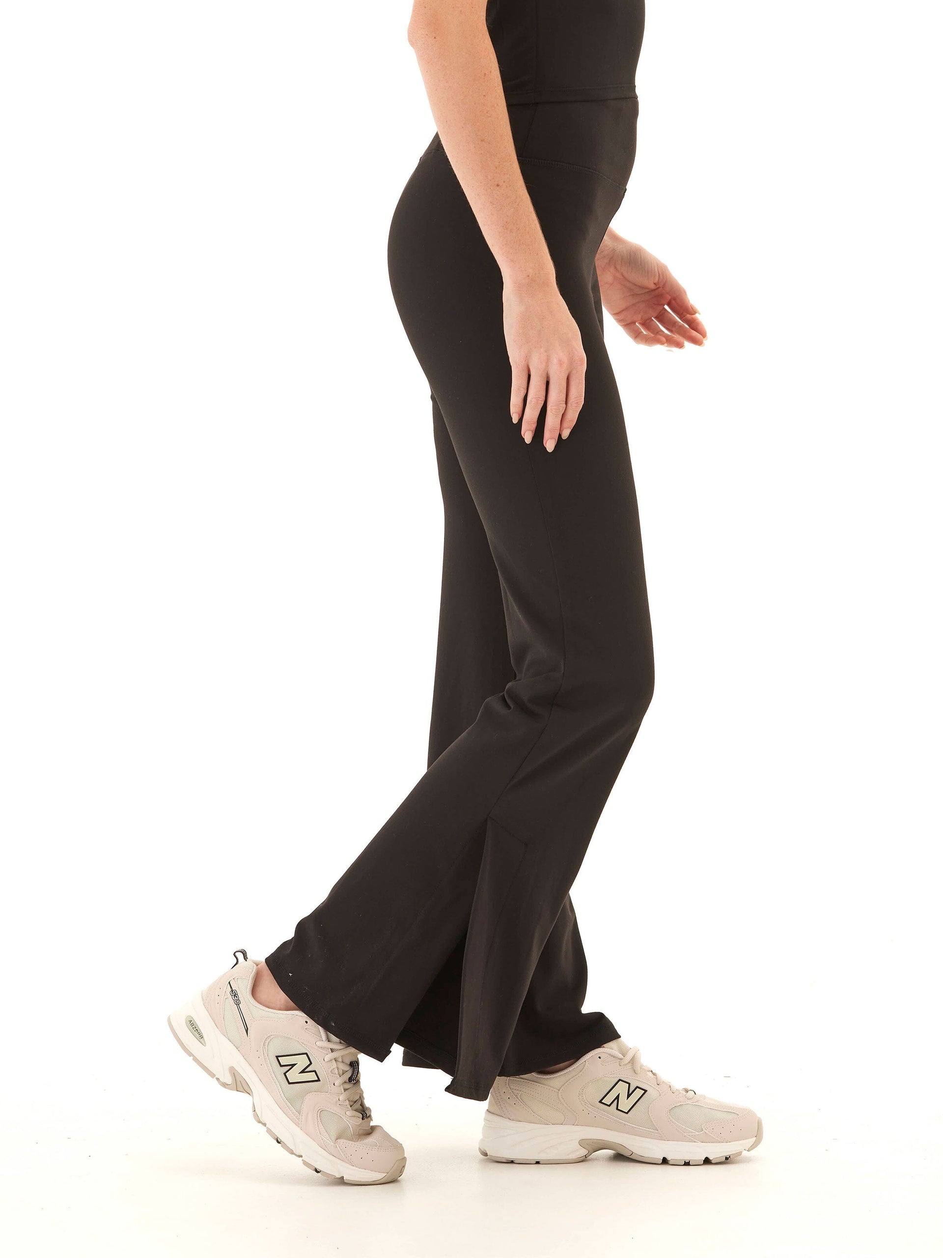 Maybella High Rise Flare Legging in Black - Fitted Athleisure