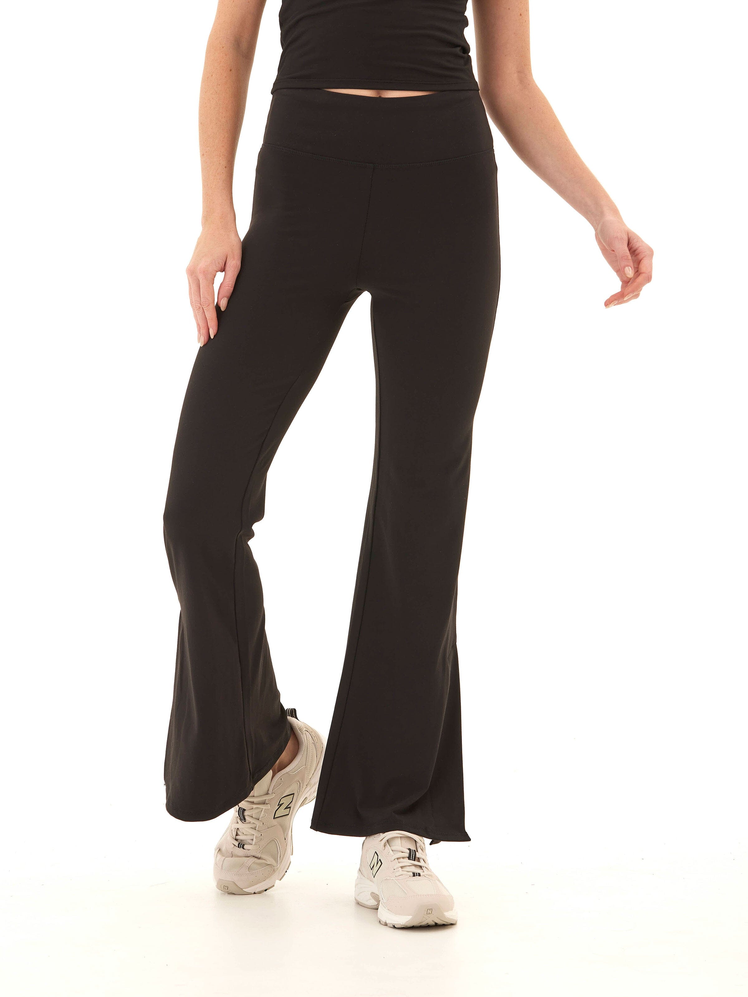 Maybella High Rise Flare Legging in Black - Fitted Athleisure