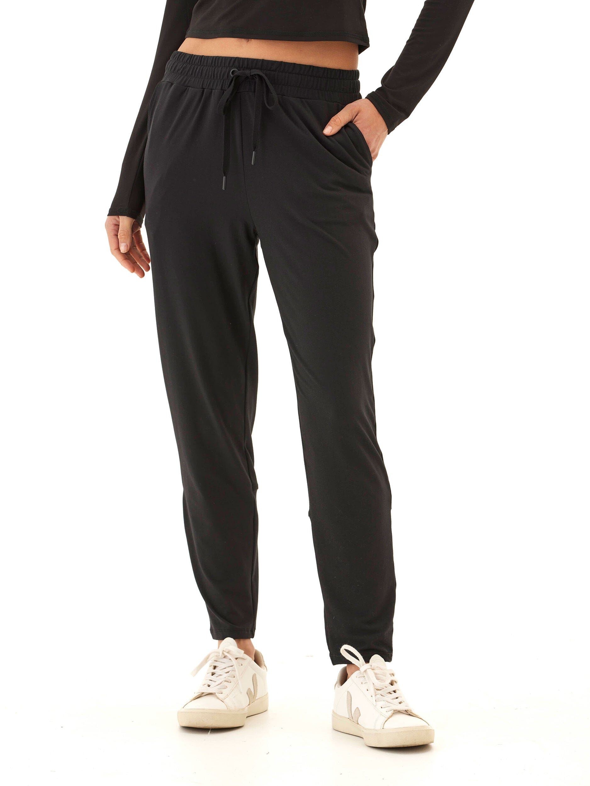 Threads 4 Thought Lacey Luxe Jersey Pant featuring an elastic waistband and athletic fit.
