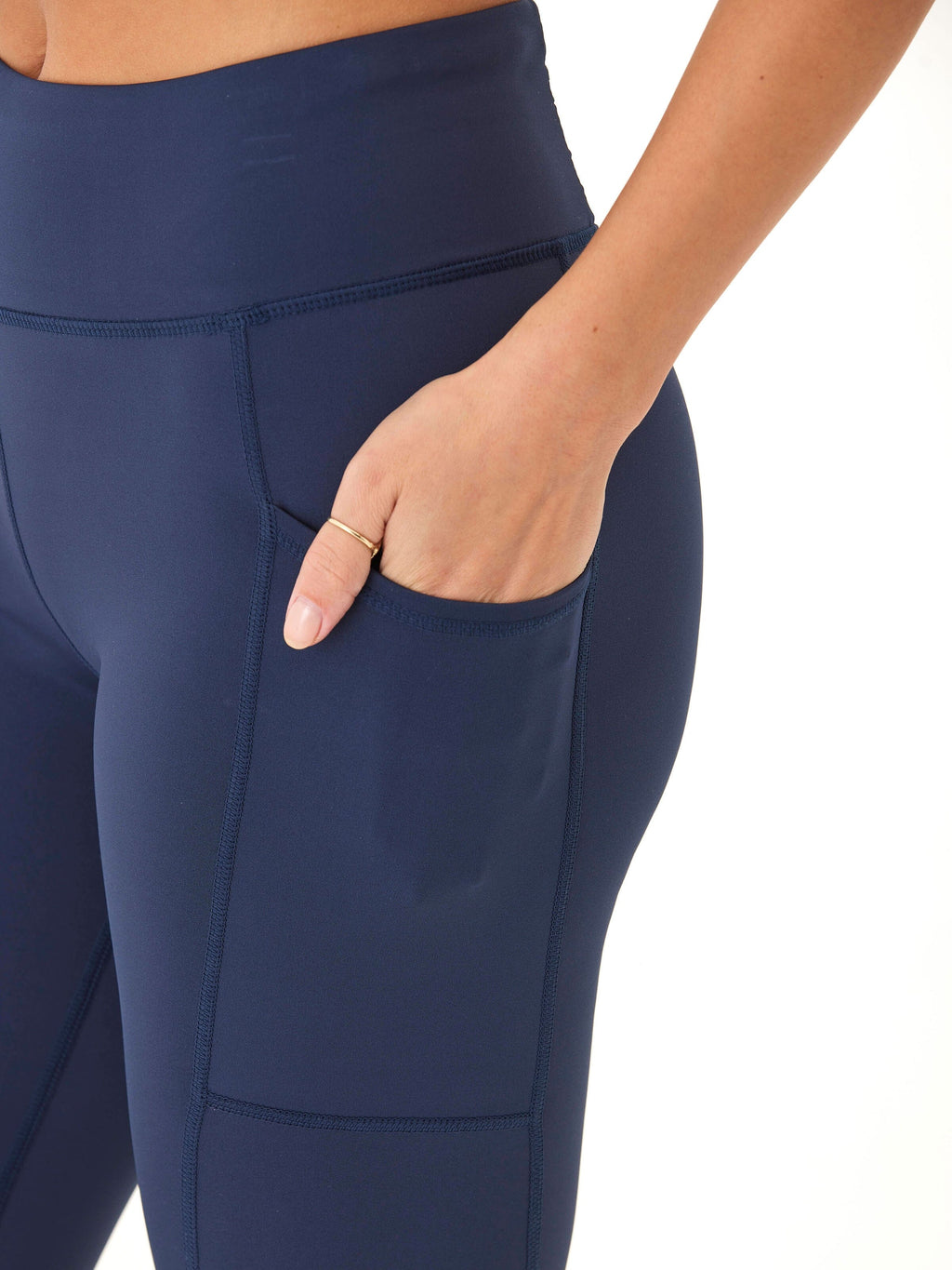 Katalina High Rise 7/8 Legging - Navy Blue Performance Mesh Panel