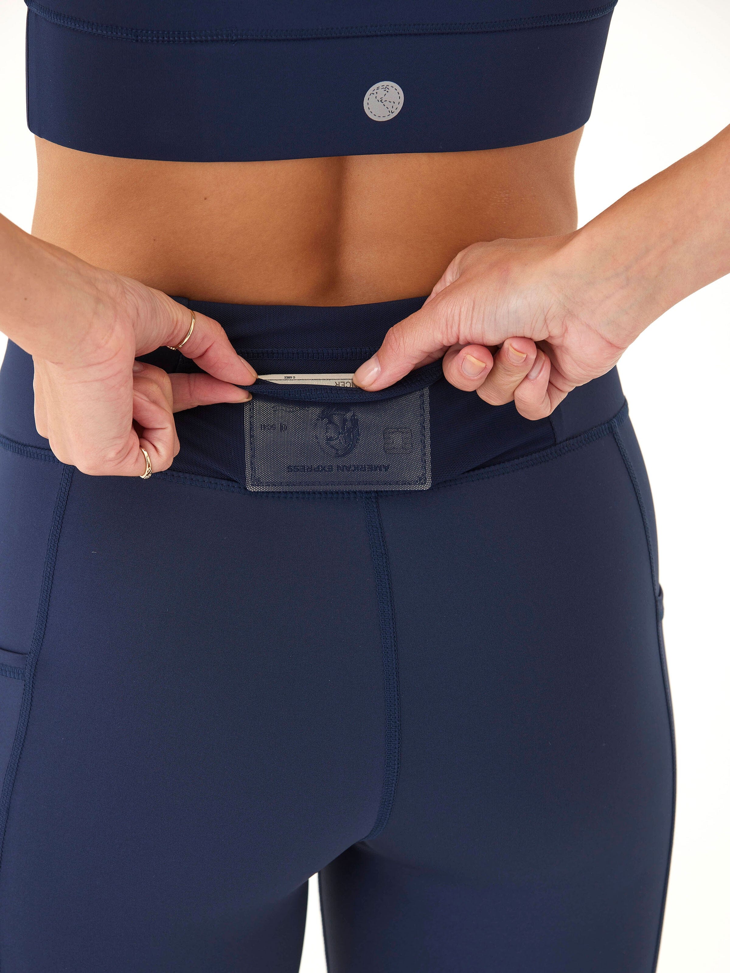 Katalina High Rise 7/8 Legging - Navy Blue Performance Mesh Panel