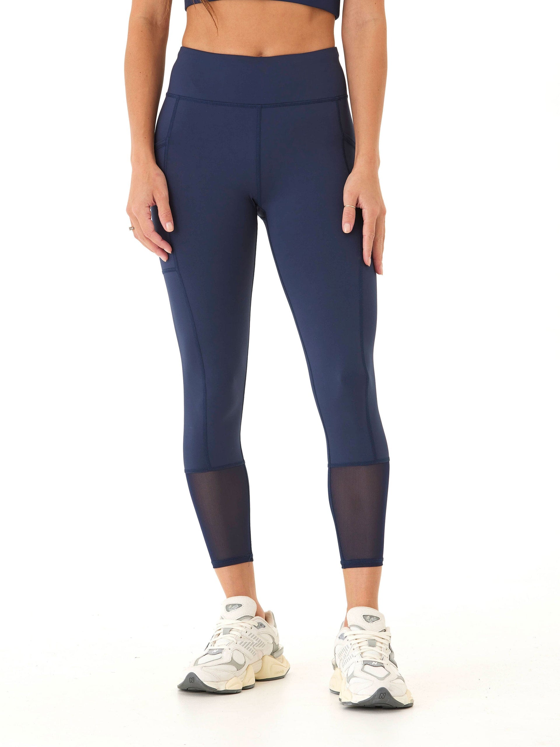 Katalina High Rise 7/8 Legging - Navy Blue Performance Mesh Panel